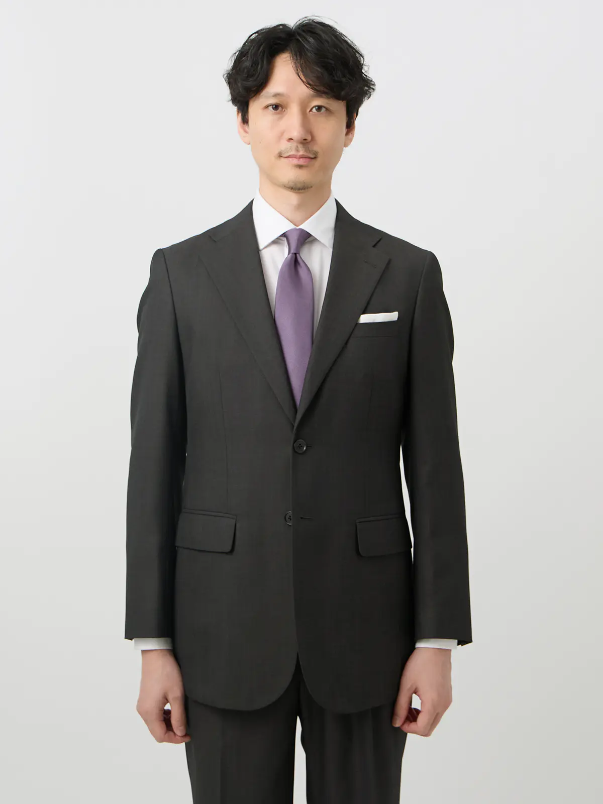 スーツ/2つボタン/無地/FB02 チャコール 体型(DROP):普通 6DROP(A体),身長:165cm