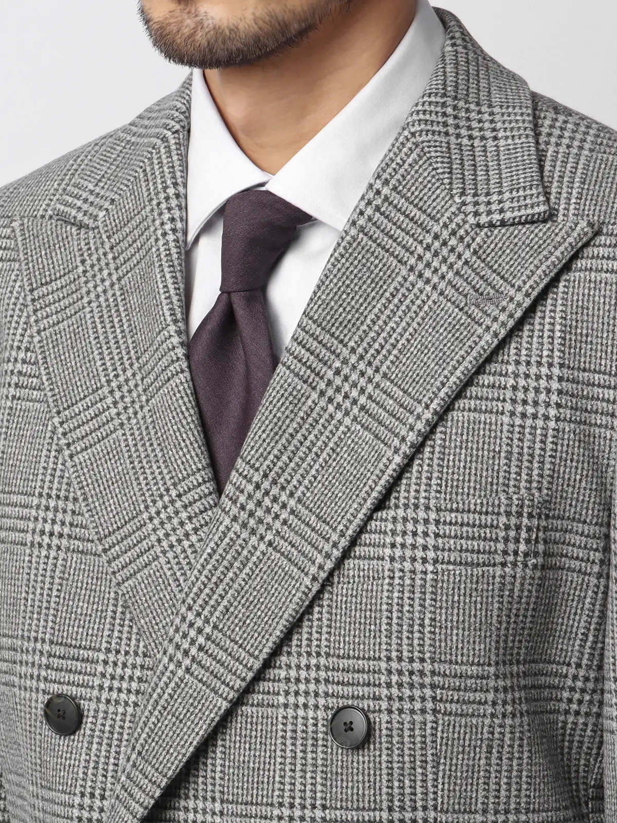 伸びるスーツ~Jersey~/ダブルブレスト/ウォッシャブル/6つボタン/グレンチェック/TR28 グレー 体型(DROP):スリム 8DROP(YA体),身長:160cm