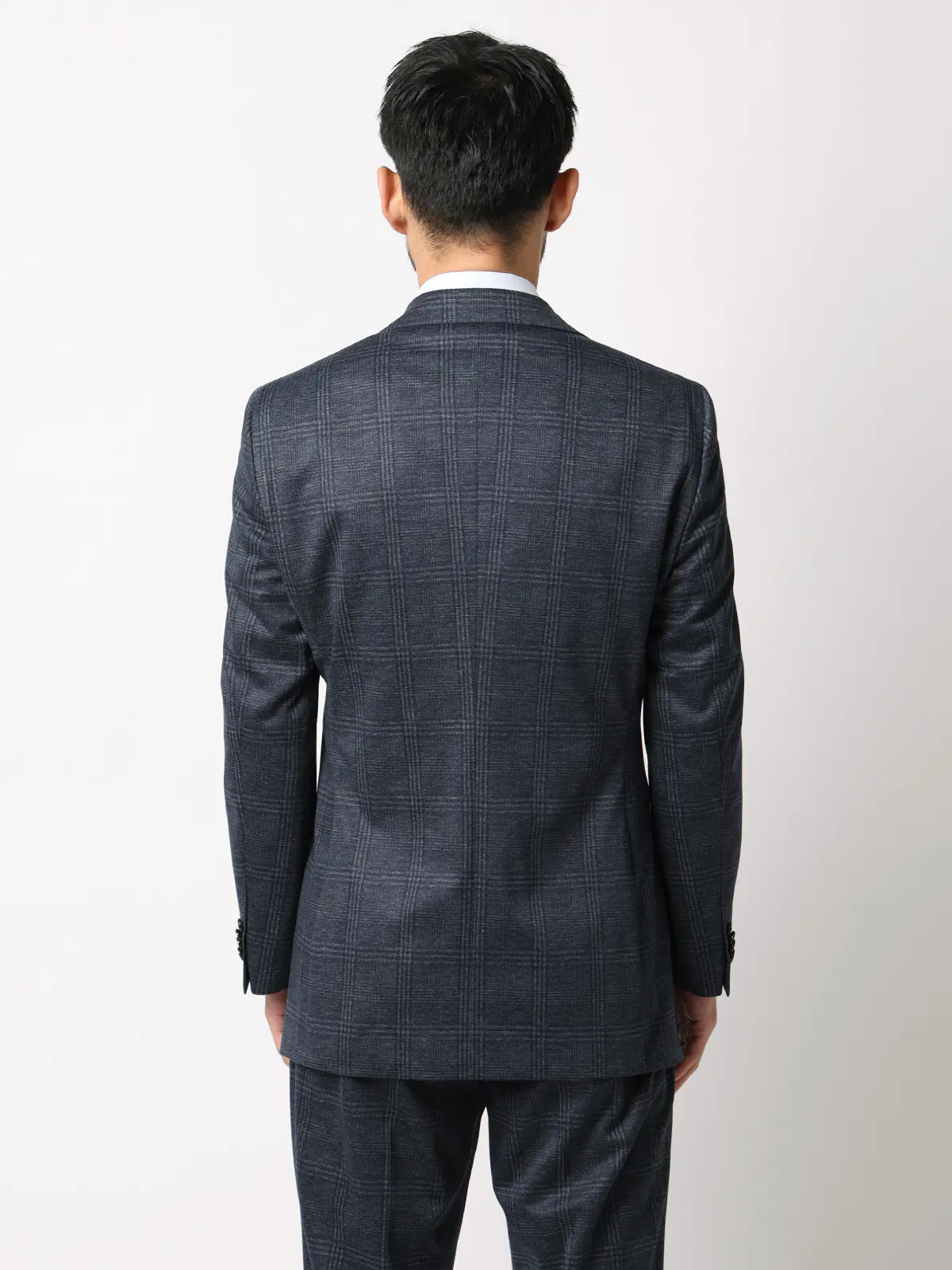 伸びるスーツ~Jersey~/ダブルブレスト/ウォッシャブル/ストレッチ/6つボタン/オーバーチェック/TR28 ブルー 体型(DROP):スリム 8DROP(YA体),身長:160cm