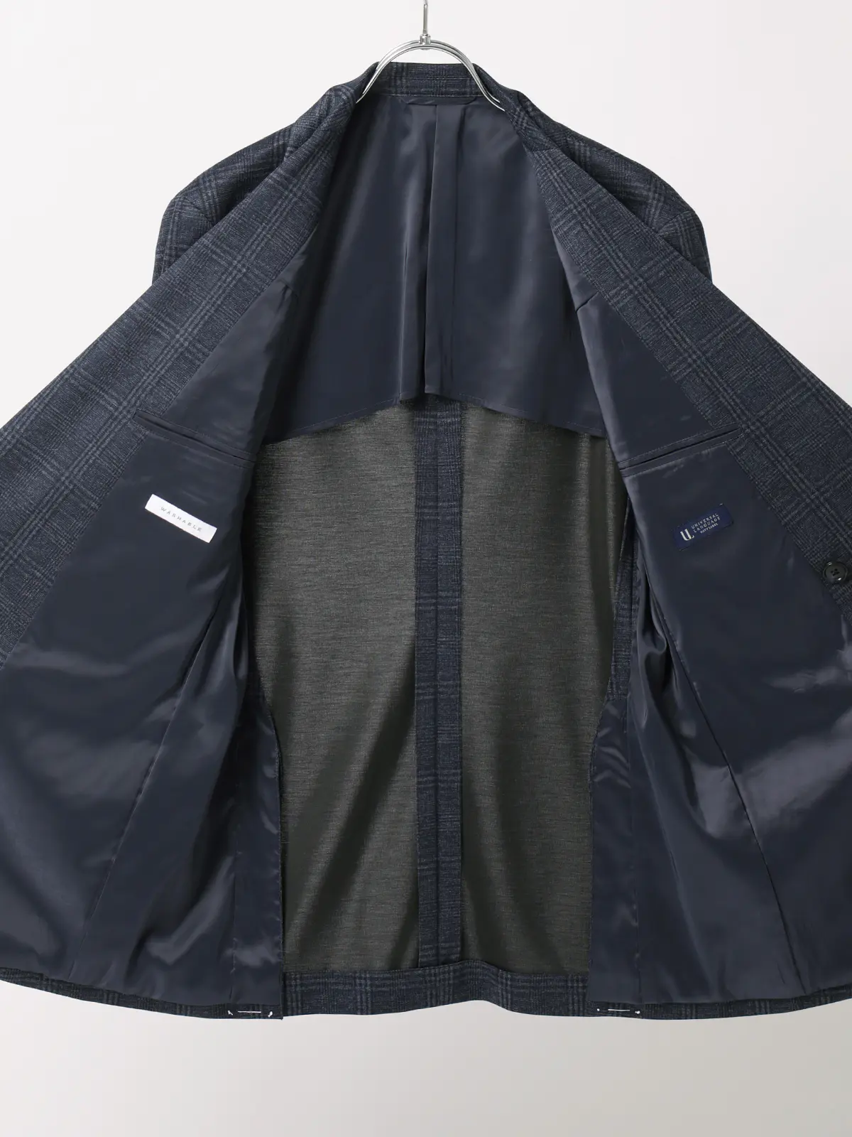 伸びるスーツ~Jersey~/ダブルブレスト/ウォッシャブル/ストレッチ/6つボタン/オーバーチェック/TR28 ブルー 体型(DROP):スリム 8DROP(YA体),身長:160cm