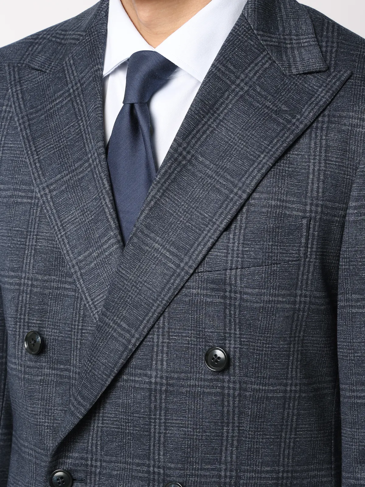 伸びるスーツ~Jersey~/ダブルブレスト/ウォッシャブル/ストレッチ/6つボタン/オーバーチェック/TR28 ブルー 体型(DROP):スリム 8DROP(YA体),身長:160cm
