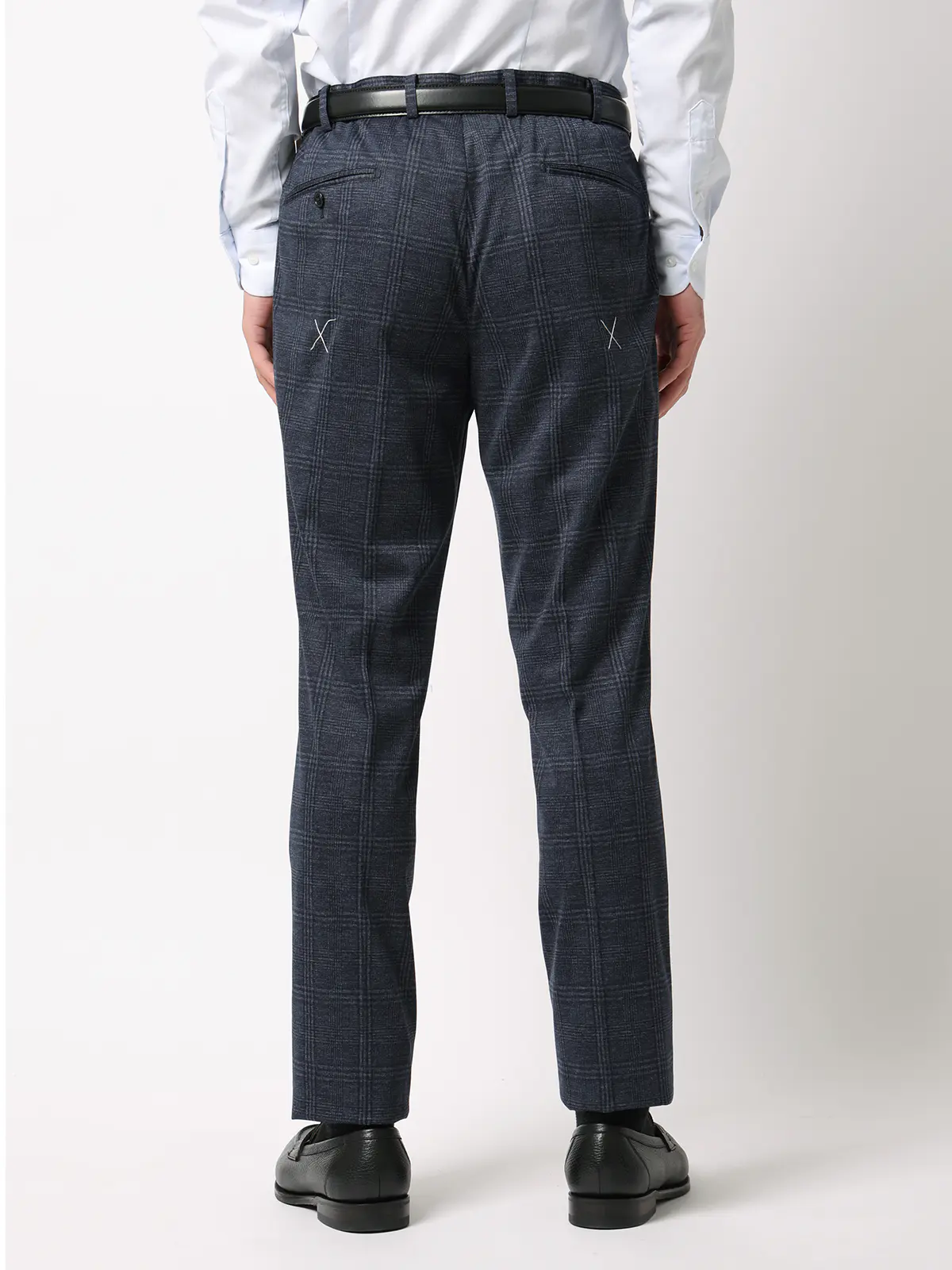 伸びるスーツ~Jersey~/ダブルブレスト/ウォッシャブル/ストレッチ/6つボタン/オーバーチェック/TR28 ブルー 体型(DROP):スリム 8DROP(YA体),身長:160cm