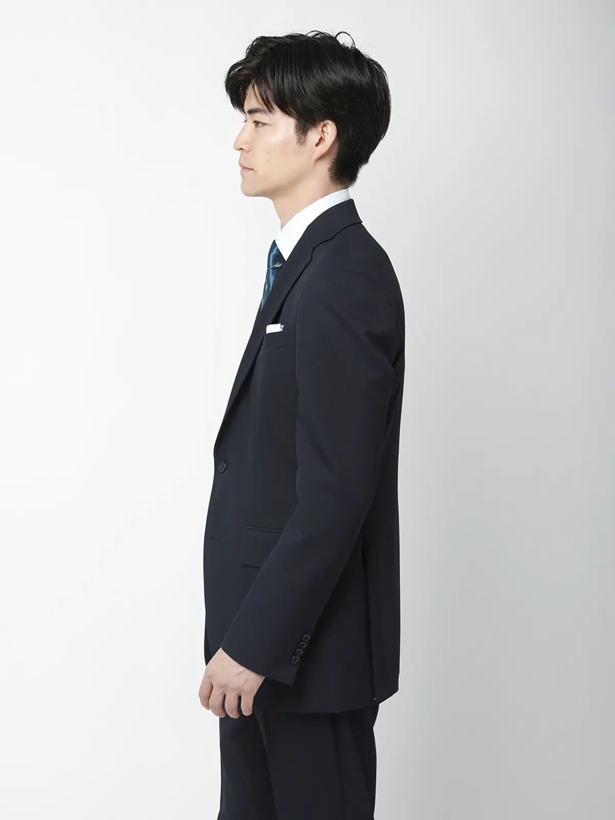 スーツ／ウォッシャブル／ストレッチ／2つボタン／ハウンドトゥース／CH25 ネイビー 体型（DROP):がっしり　2DROP(BE体),身長:170cm