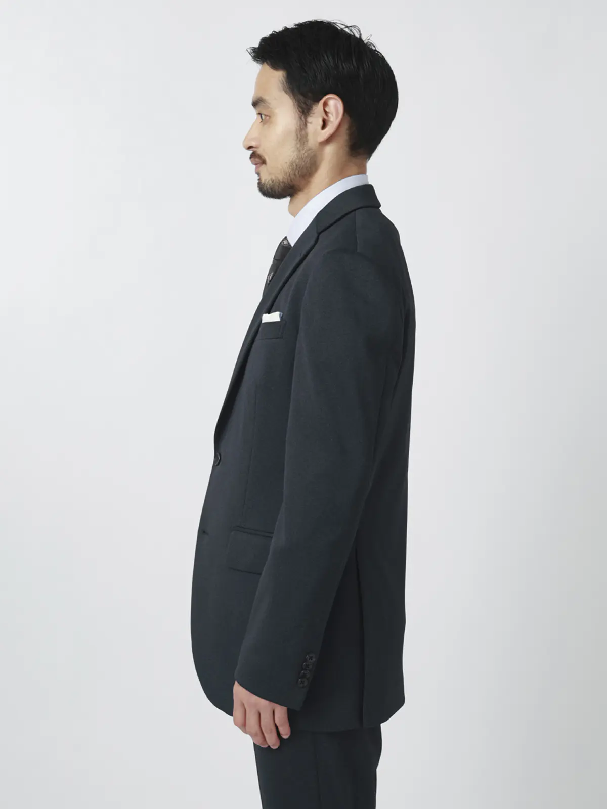 伸びるスーツ~Jersey~/ウォッシャブル/ストレッチ/2つボタン/織柄/CH25 ネイビー 体型(DROP):がっしり 2DROP(BE体),身長:185cm