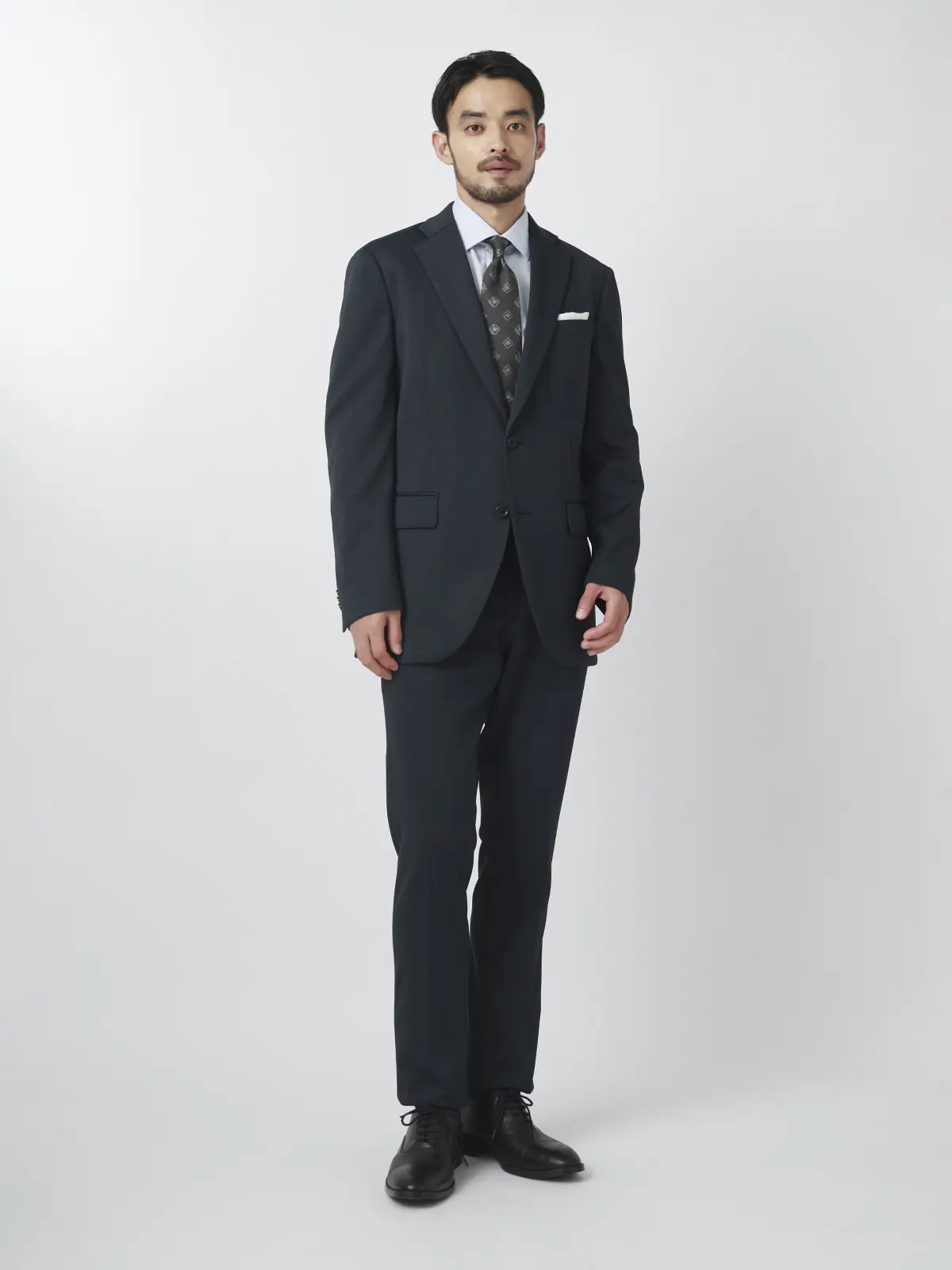 伸びるスーツ~Jersey~/ウォッシャブル/ストレッチ/2つボタン/織柄/CH25 ネイビー 体型(DROP):がっしり 2DROP(BE体),身長:185cm