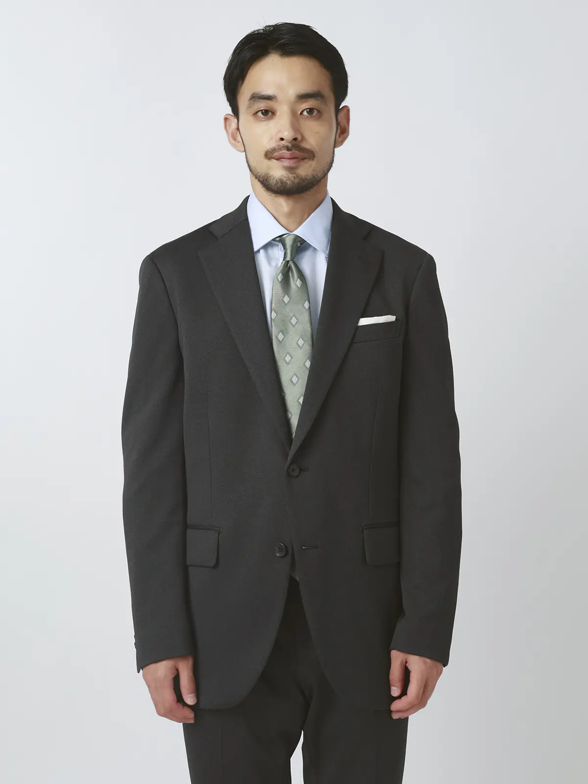 伸びるスーツ~Jersey~/ウォッシャブル/ストレッチ/2つボタン/織柄/CH25 グレー 体型(DROP):普通 6DROP(A体),身長:175cm
