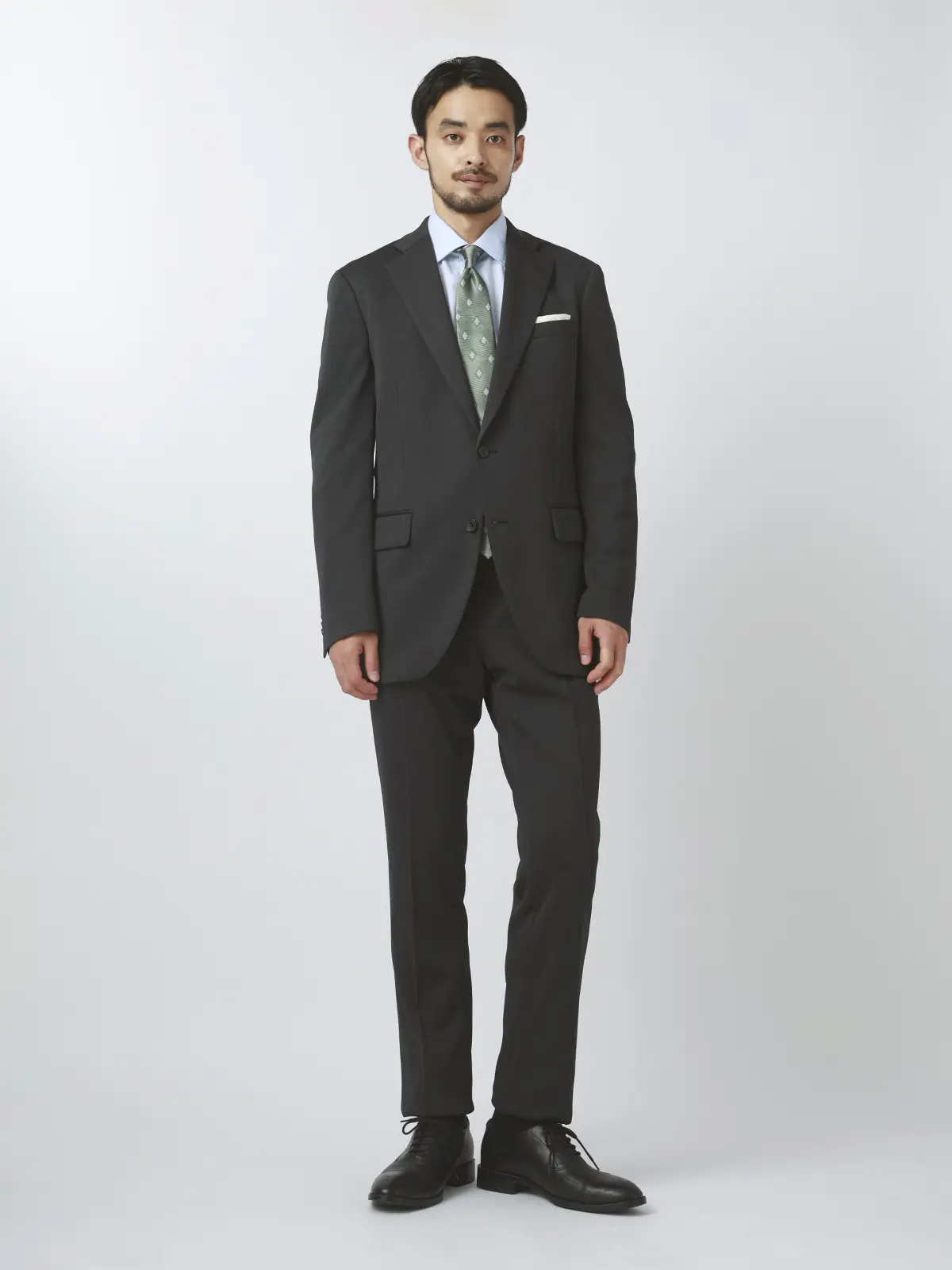 伸びるスーツ~Jersey~/ウォッシャブル/ストレッチ/2つボタン/織柄/CH25 グレー 体型(DROP):普通 6DROP(A体),身長:175cm