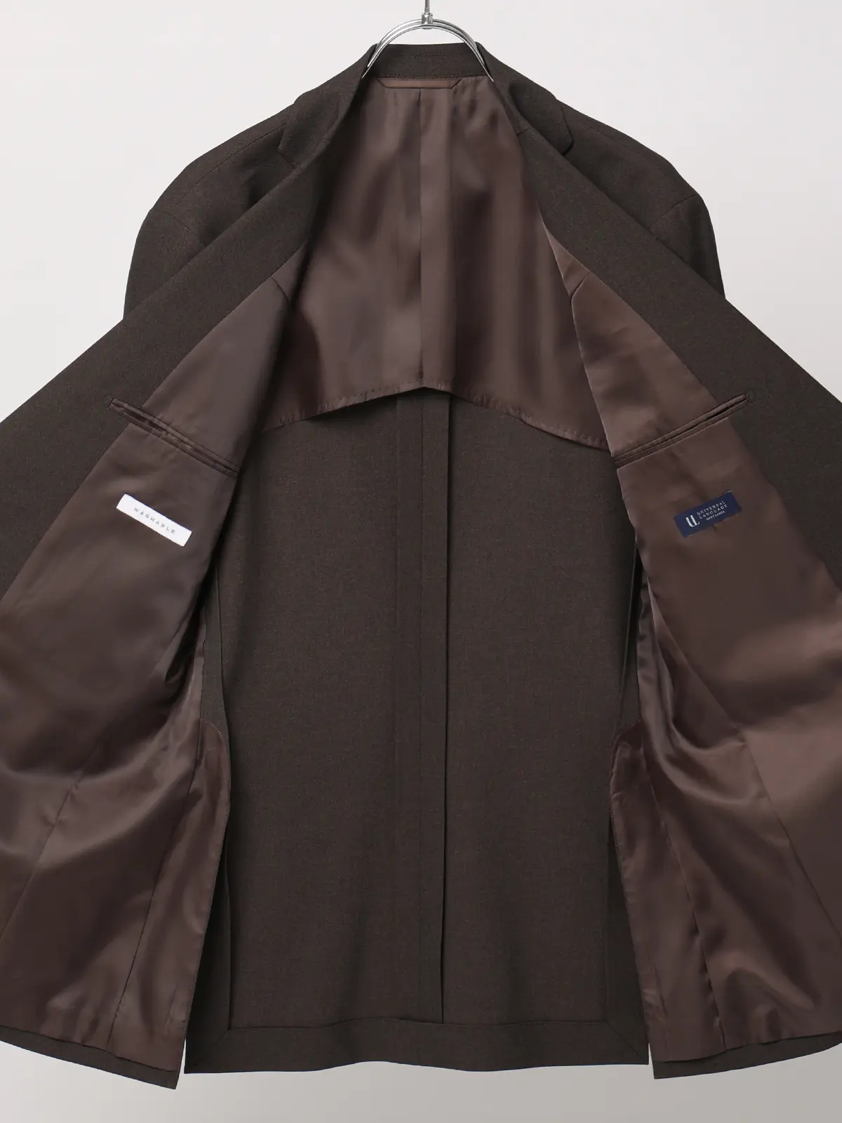 "超"伸びる最高スーツ／ウォッシャブル／ストレッチ／2つボタン／シャークスキン／CH25 ブラウン 体型（DROP):スリム　8DROP(YA体),身長:160cm