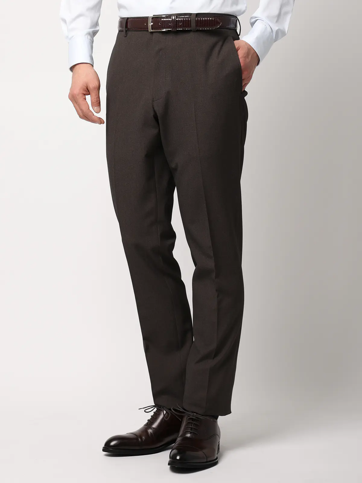 "超"伸びる最高スーツ／ウォッシャブル／ストレッチ／2つボタン／シャークスキン／CH25 ブラウン 体型（DROP):スリム　8DROP(YA体),身長:160cm