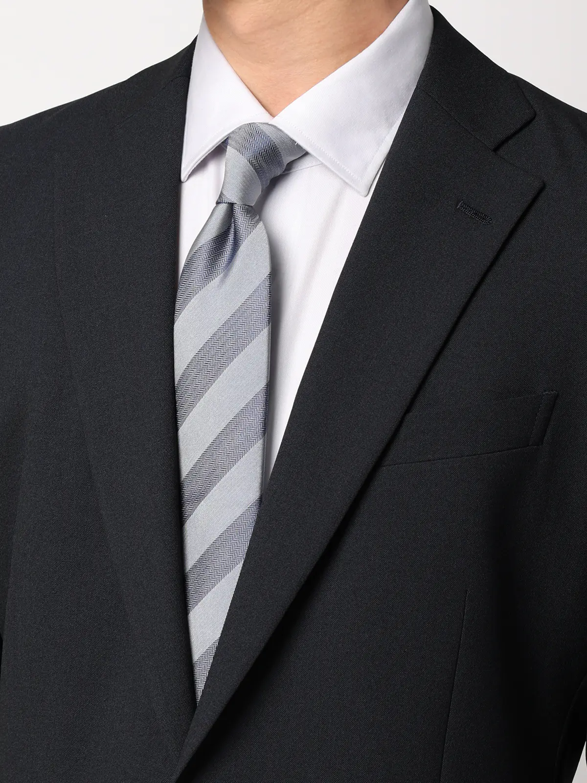 "超"伸びる最高スーツ／ウォッシャブル／ストレッチ／2つボタン／シャークスキン／CH25 ネイビー 体型（DROP):スリム　8DROP(YA体),身長:160cm