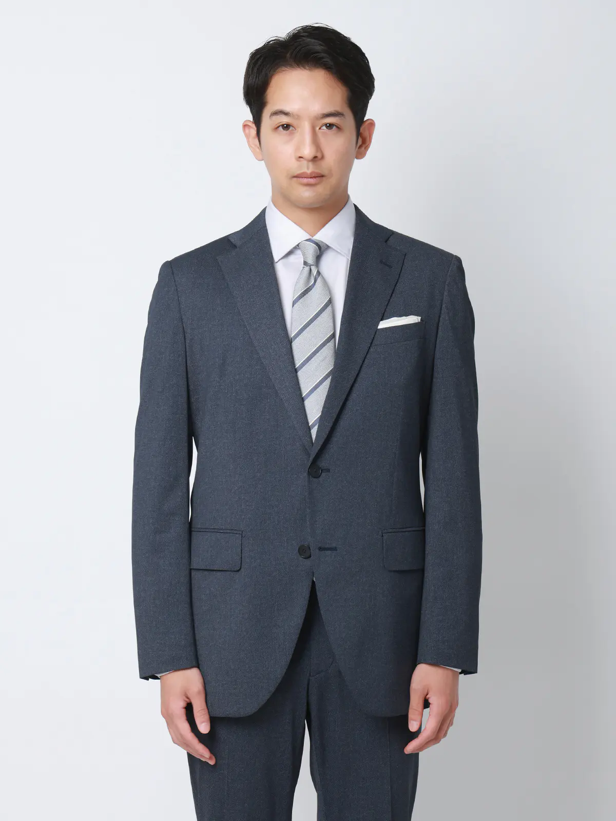 冷たいスーツ～Jersey～／ウォッシャブル／ストレッチ／接触冷感／2つボタン／無地／CH25 ブルー 体型（DROP):スリム　8DROP(YA体),身長:160cm