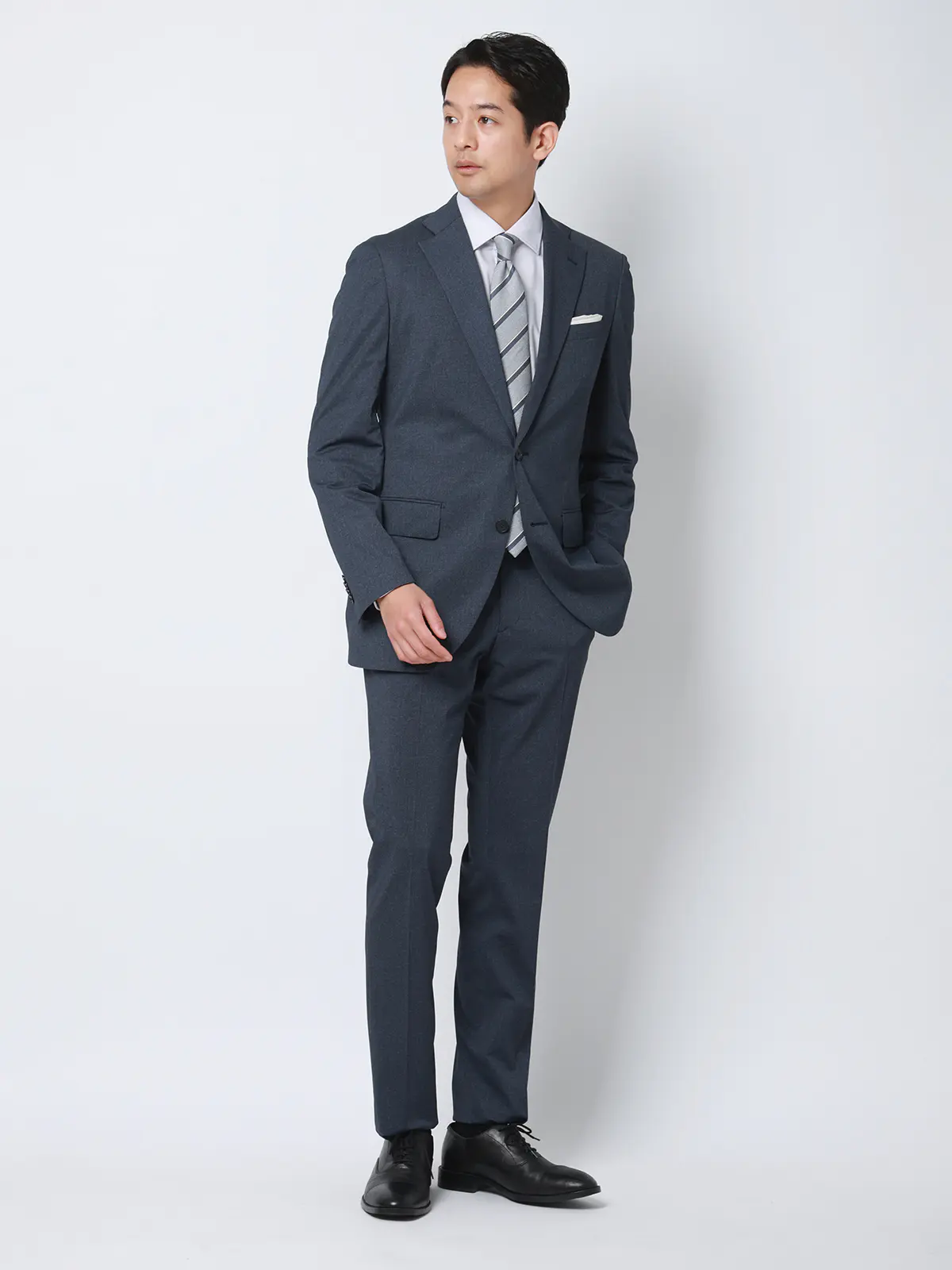 冷たいスーツ～Jersey～／ウォッシャブル／ストレッチ／接触冷感／2つボタン／無地／CH25 ブルー 体型（DROP):スリム　8DROP(YA体),身長:160cm