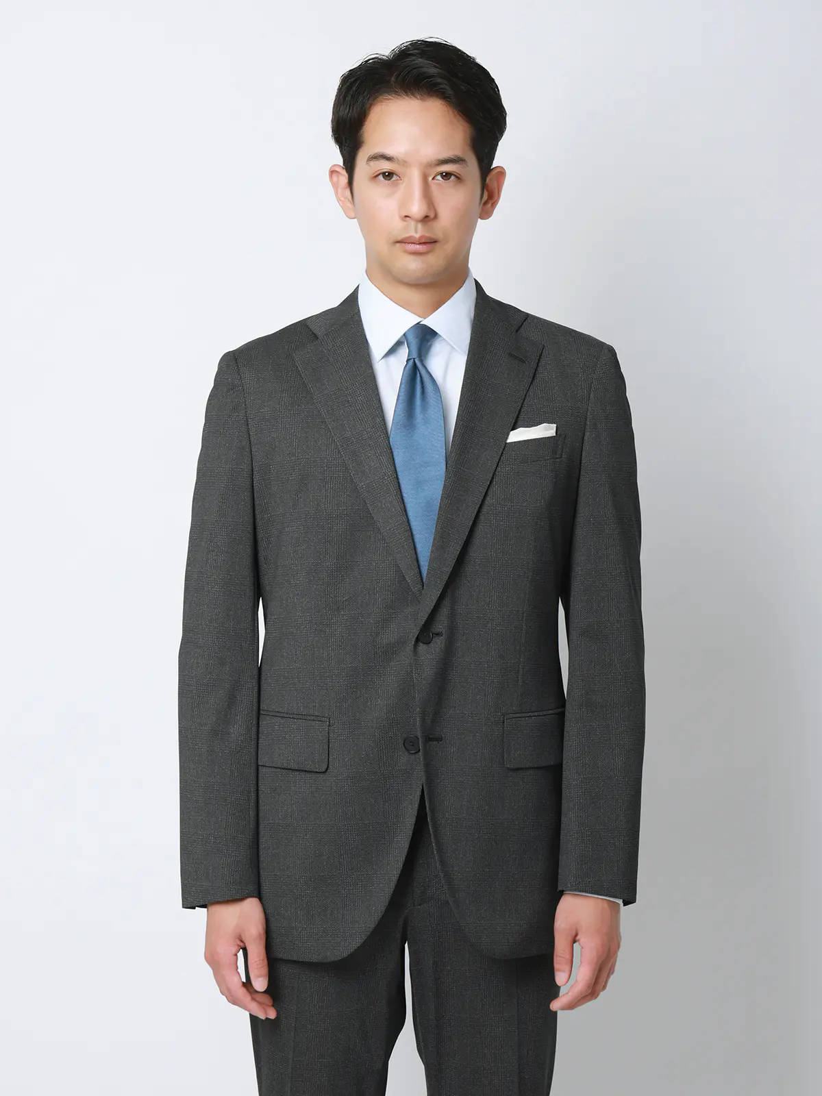 冷たいスーツ～Jersey～／ウォッシャブル／ストレッチ／接触冷感／2つボタン／CH25 グレー 体型（DROP):スリム　8DROP(YA体),身長:160cm