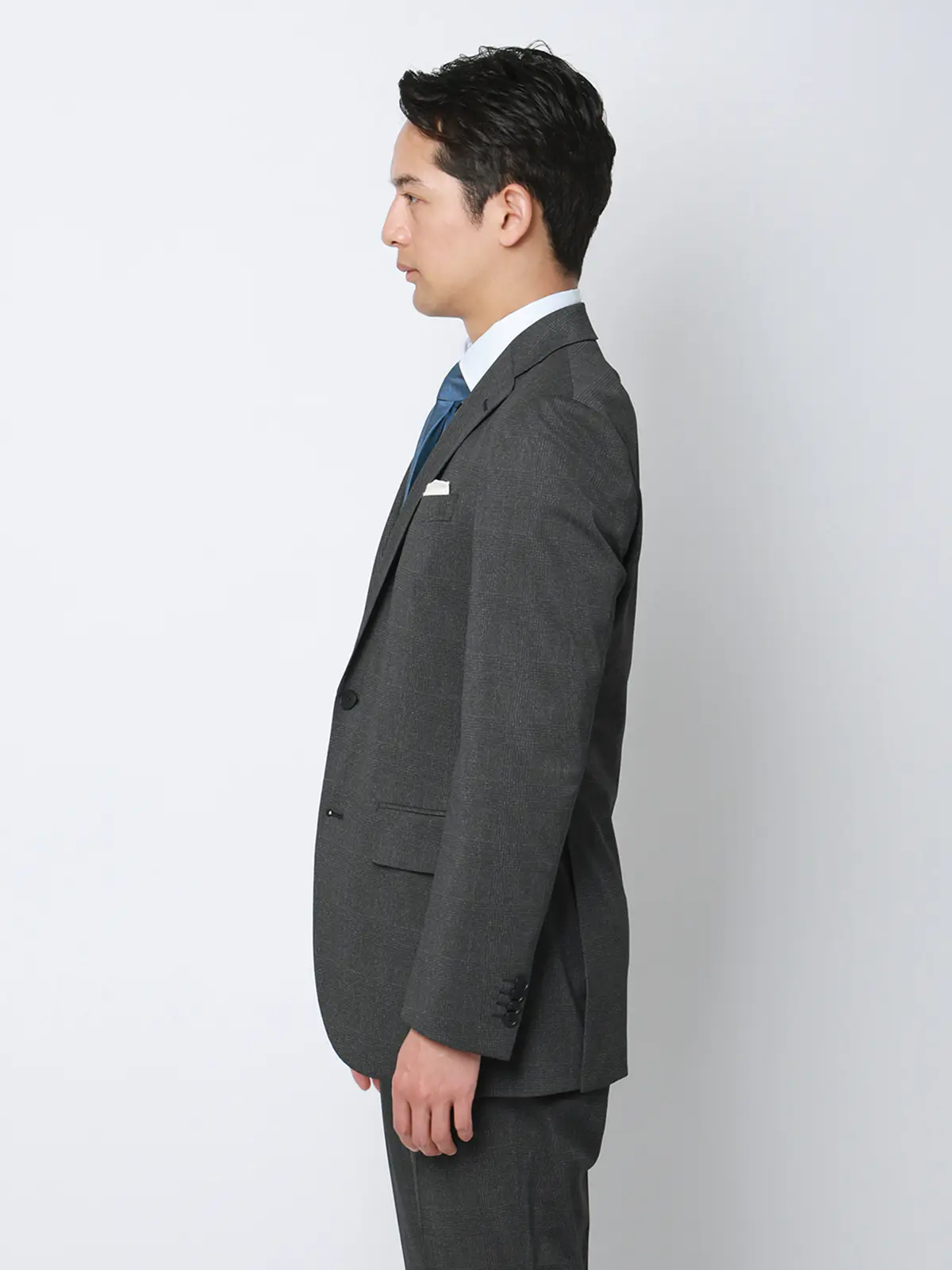 冷たいスーツ～Jersey～／ウォッシャブル／ストレッチ／接触冷感／2つボタン／CH25 グレー 体型（DROP):スリム　8DROP(YA体),身長:160cm