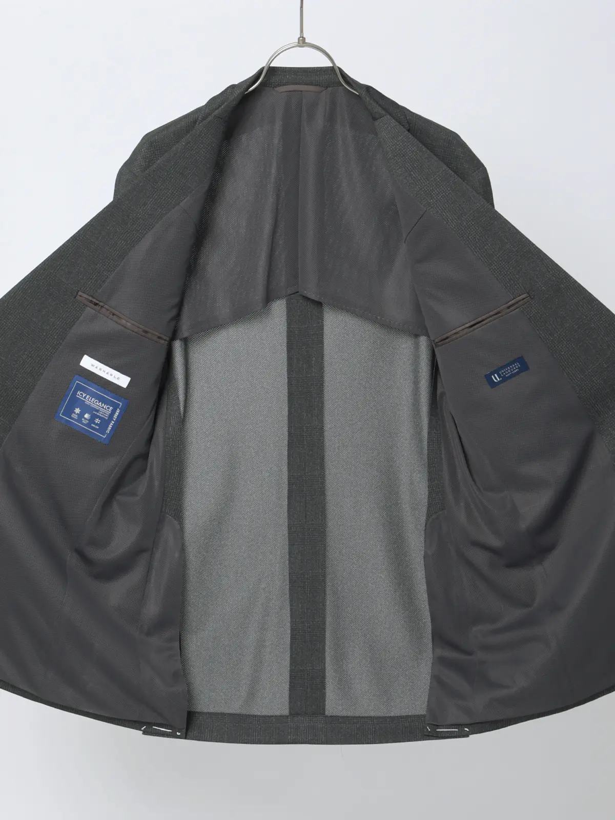 冷たいスーツ～Jersey～／ウォッシャブル／ストレッチ／接触冷感／2つボタン／CH25 グレー 体型（DROP):スリム　8DROP(YA体),身長:160cm