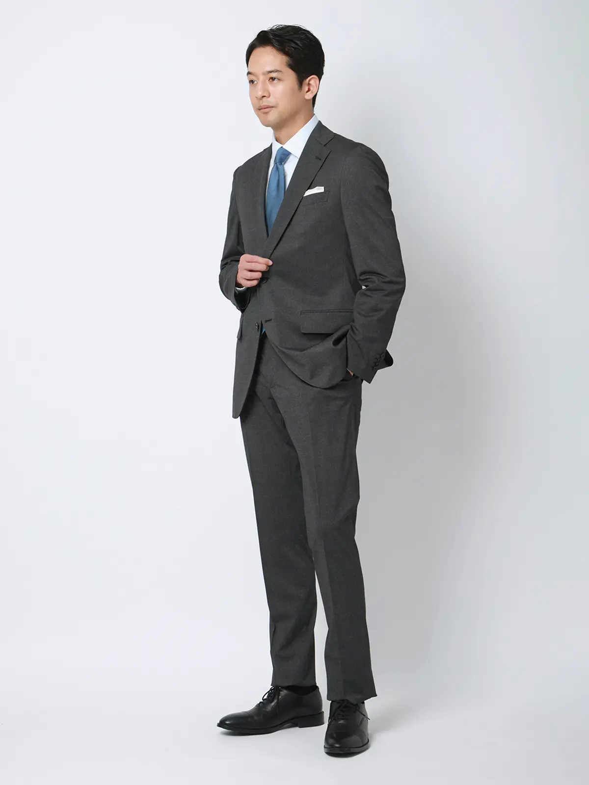 冷たいスーツ～Jersey～／ウォッシャブル／ストレッチ／接触冷感／2つボタン／CH25 グレー 体型（DROP):スリム　8DROP(YA体),身長:160cm