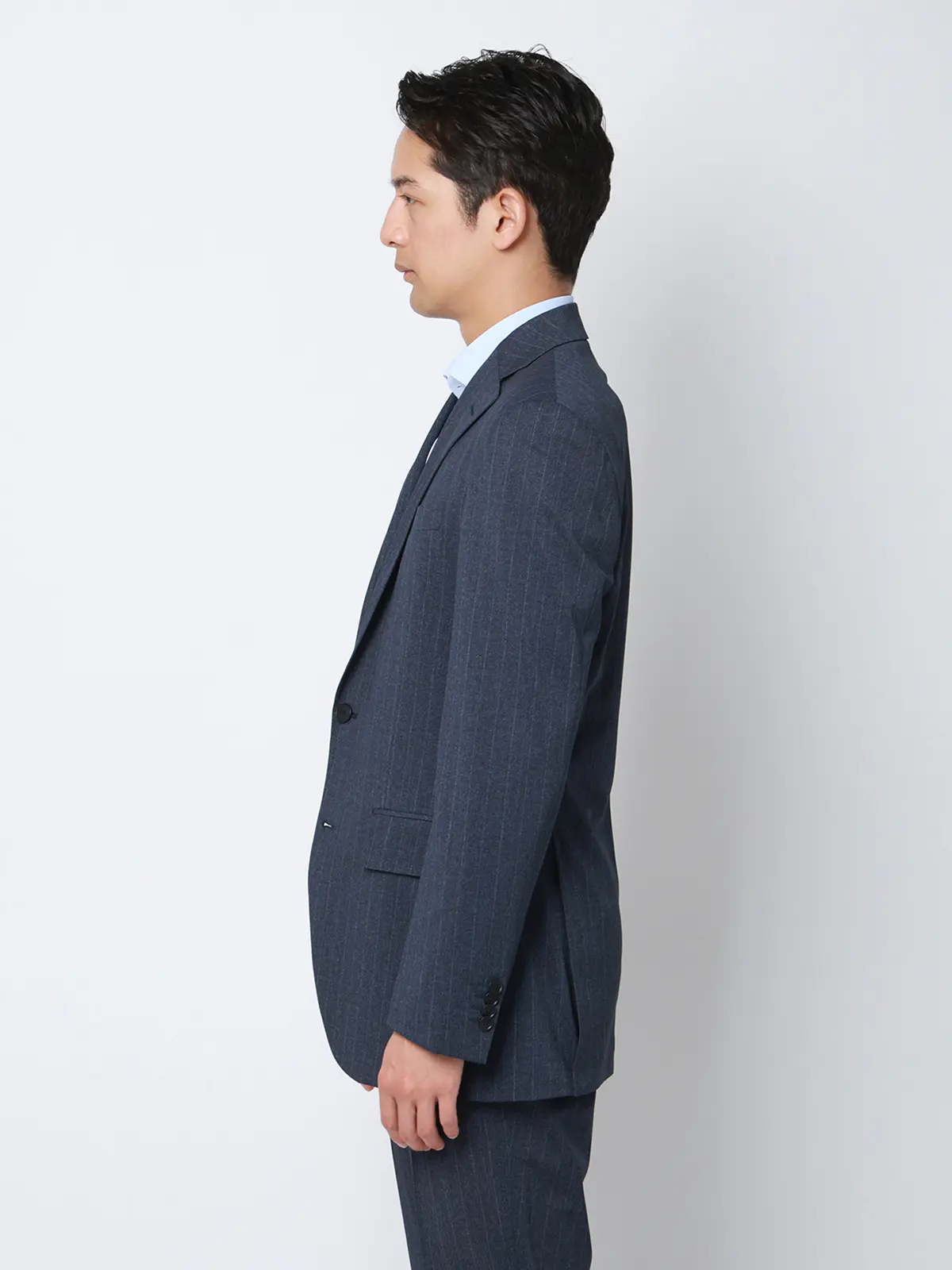 冷たいスーツ~Jersey~/ウォッシャブル/ストレッチ/接触冷感/2つボタン/ストライプ/CH25 ブルー 体型(DROP):スリム 8DROP(YA体),身長:160cm
