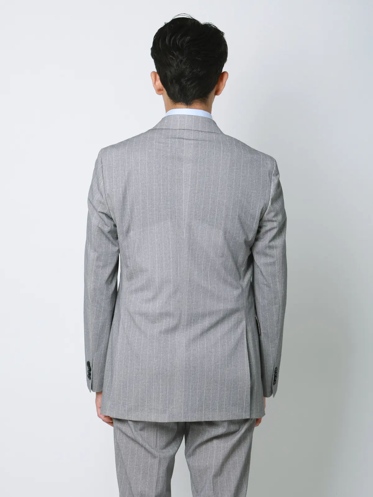 冷たいスーツ～Jersey～／ウォッシャブル／ストレッチ／接触冷感／2つボタン／ストライプ／CH25 ライトグレー 体型（DROP):スリム　8DROP(YA体),身長:160cm