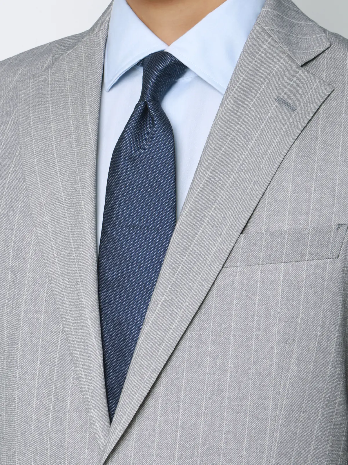 冷たいスーツ～Jersey～／ウォッシャブル／ストレッチ／接触冷感／2つボタン／ストライプ／CH25 ライトグレー 体型（DROP):スリム　8DROP(YA体),身長:160cm