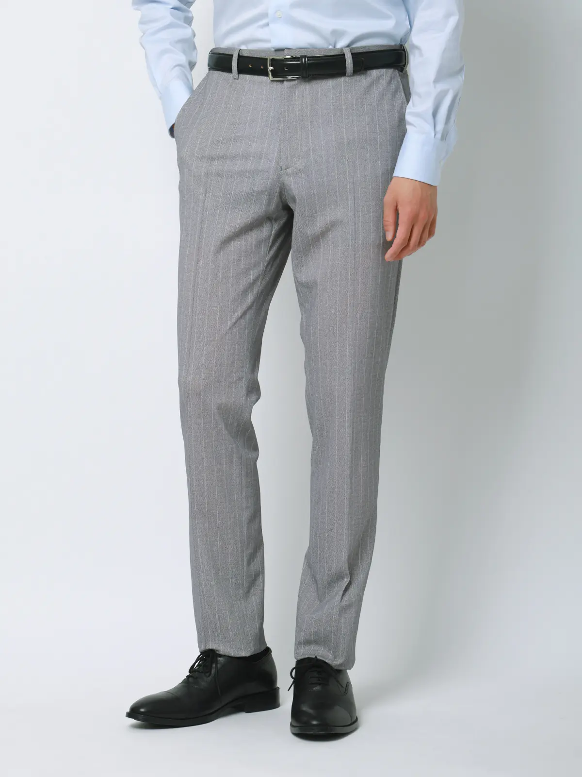 冷たいスーツ～Jersey～／ウォッシャブル／ストレッチ／接触冷感／2つボタン／ストライプ／CH25 ライトグレー 体型（DROP):スリム　8DROP(YA体),身長:160cm