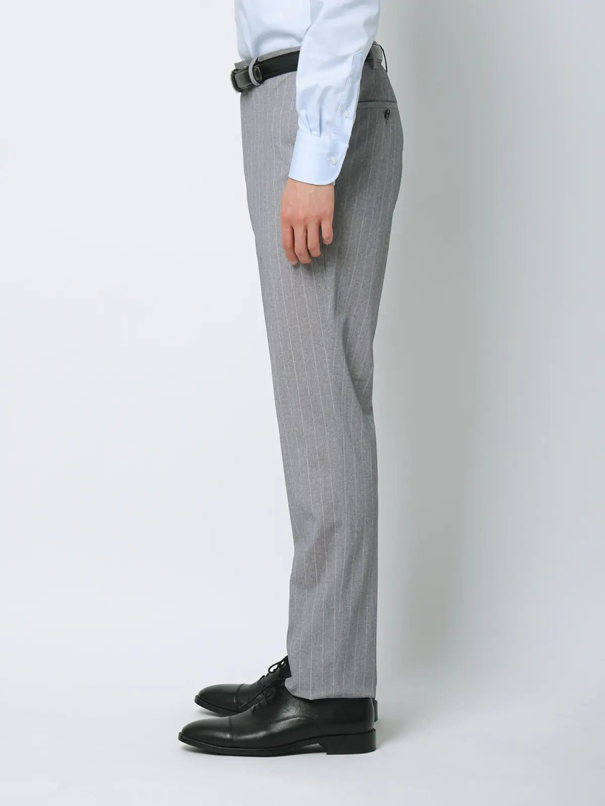 冷たいスーツ～Jersey～／ウォッシャブル／ストレッチ／接触冷感／2つボタン／ストライプ／CH25 ライトグレー 体型（DROP):スリム　8DROP(YA体),身長:160cm