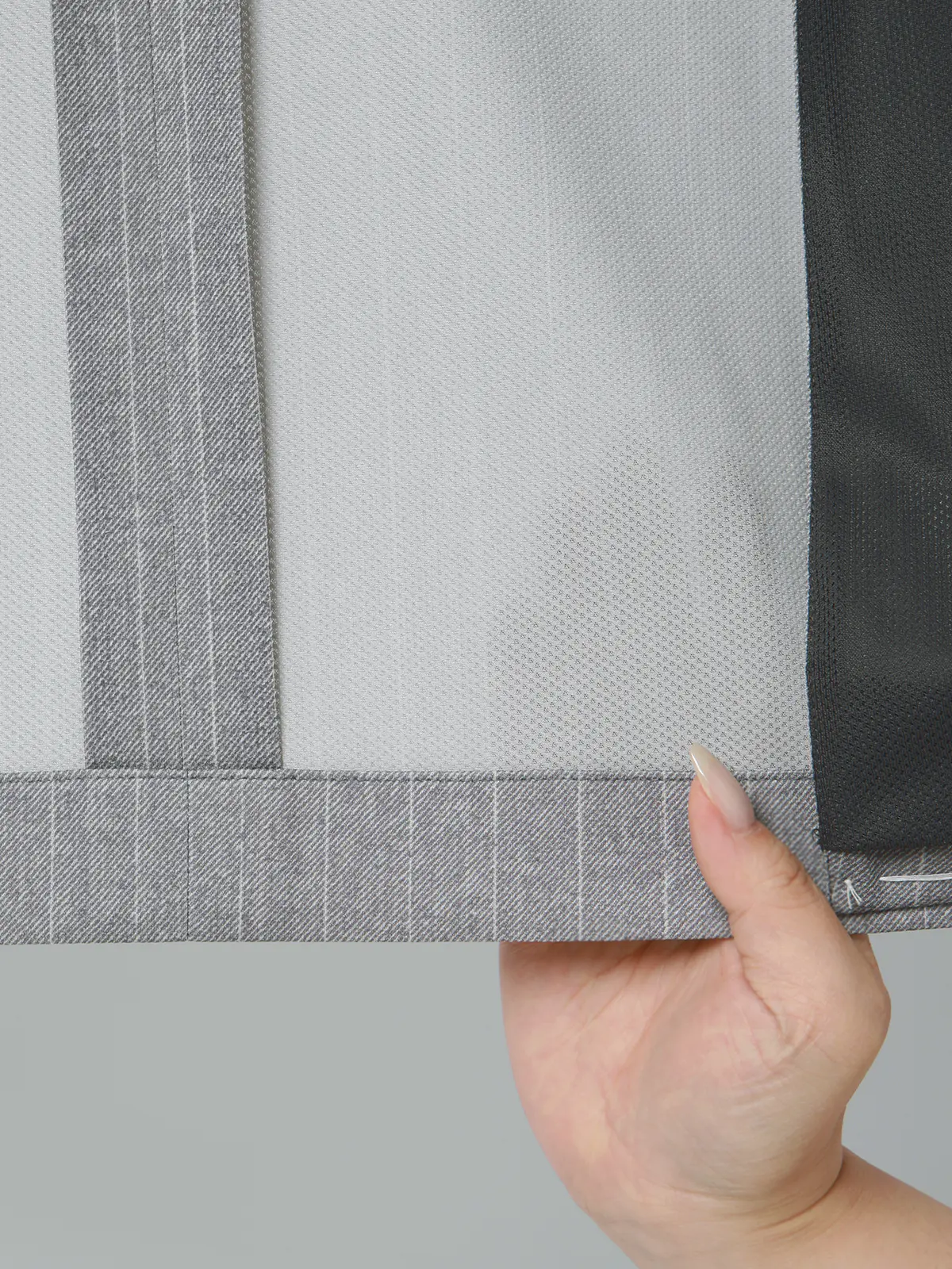 冷たいスーツ～Jersey～／ウォッシャブル／ストレッチ／接触冷感／2つボタン／ストライプ／CH25 ライトグレー 体型（DROP):スリム　8DROP(YA体),身長:160cm