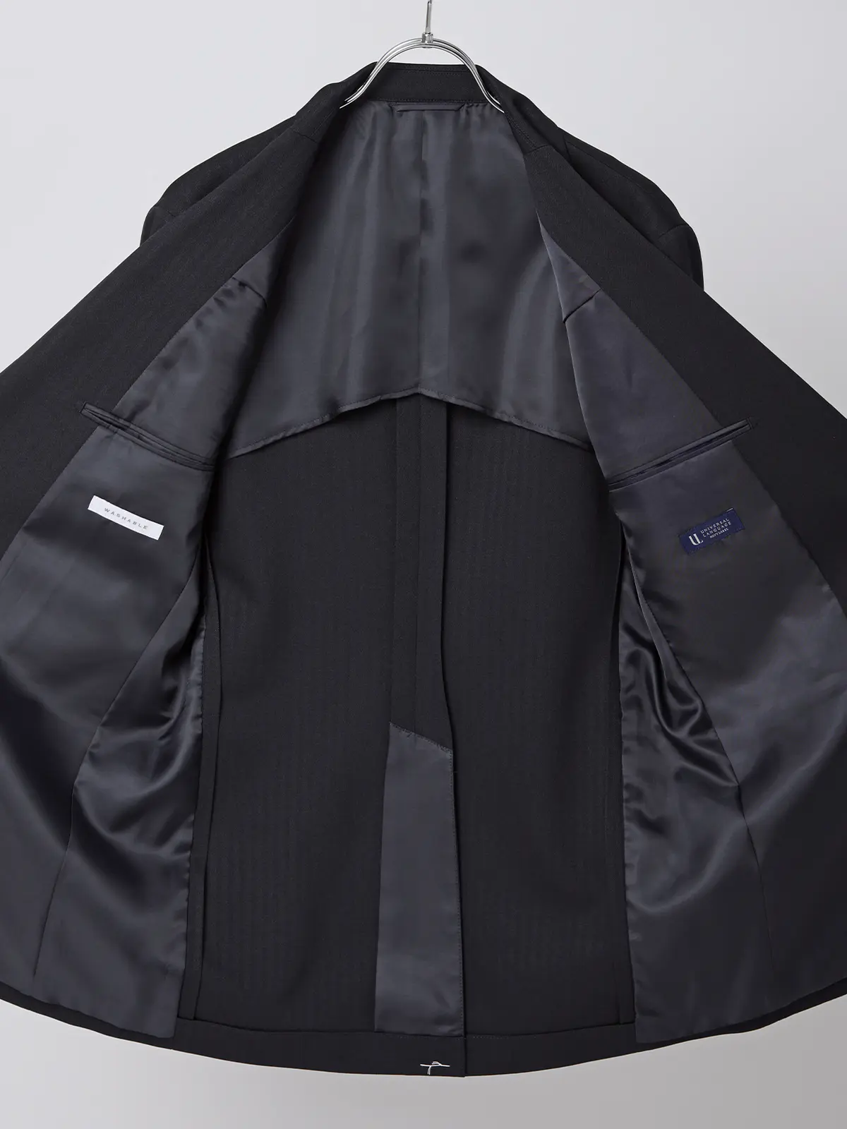 最高スーツ／ウォッシャブル／ストレッチ／2つボタン／ヘリンボーン／CH26 ネイビー 体型（DROP):ややがっしり　4DROP(AB体),身長:165cm