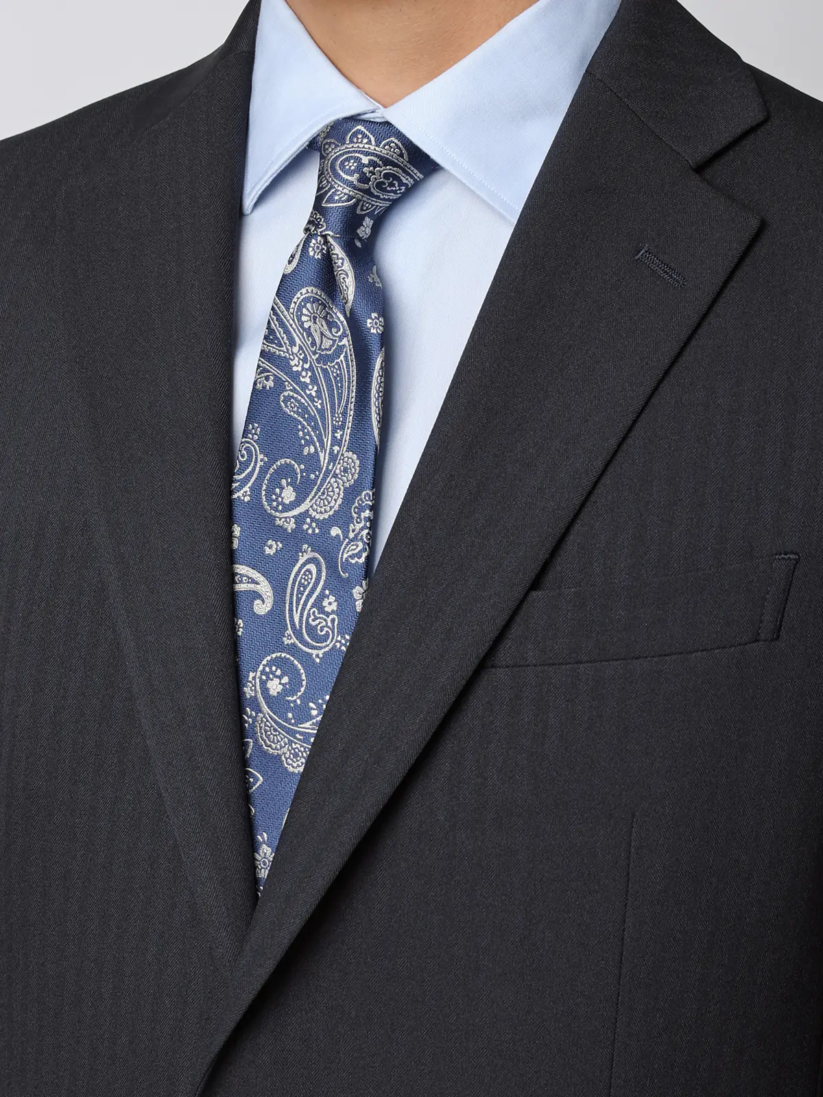 最高スーツ／ウォッシャブル／ストレッチ／2つボタン／ヘリンボーン／CH26 ネイビー 体型（DROP):ややがっしり　4DROP(AB体),身長:165cm