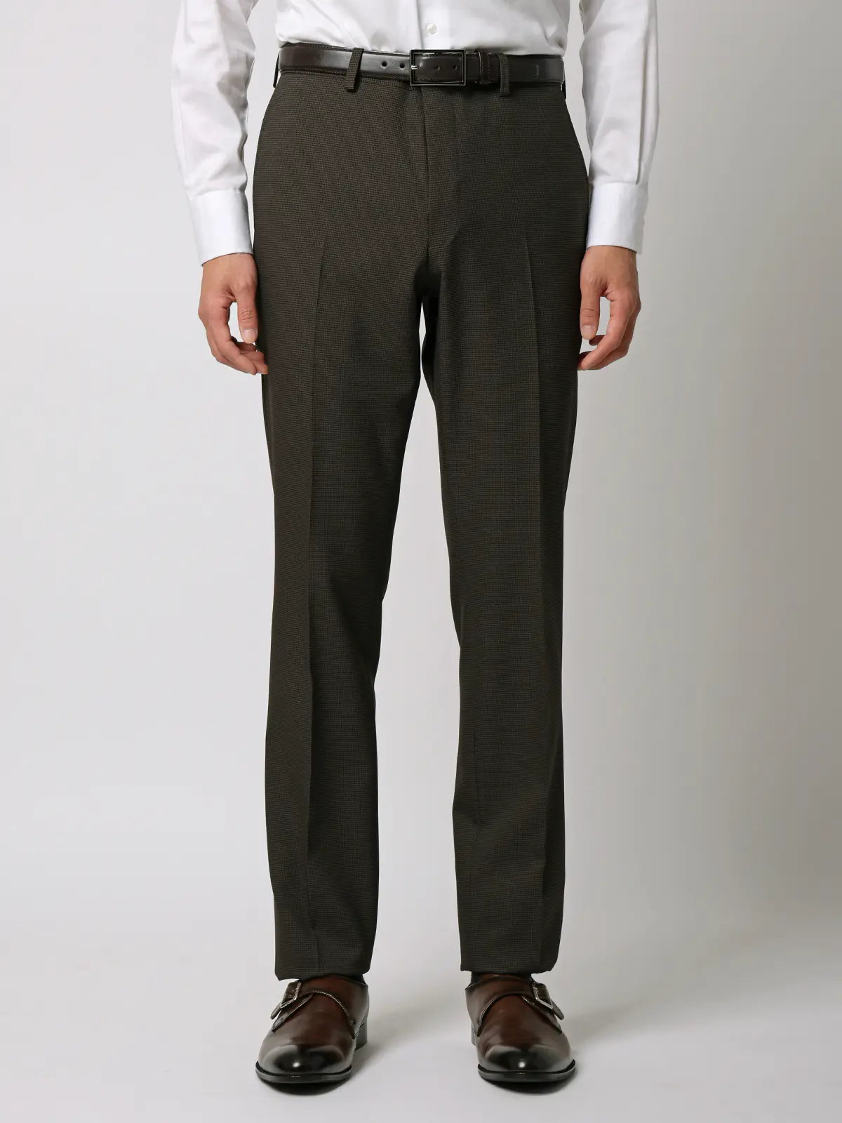 最高スーツ／ウォッシャブル／ストレッチ／2つボタン／ハウンドトゥース／CH26 ブラウン 体型（DROP):ややがっしり　4DROP(AB体),身長:190cm