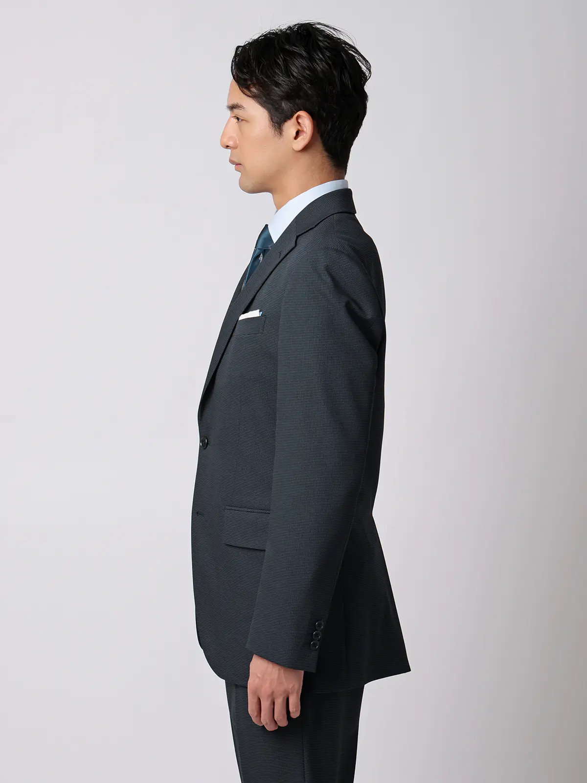 最高スーツ/ウォッシャブル/ストレッチ/2つボタン/ハウンドトゥース/CH26 ネイビー 体型(DROP):スリム 8DROP(YA体),身長:160cm