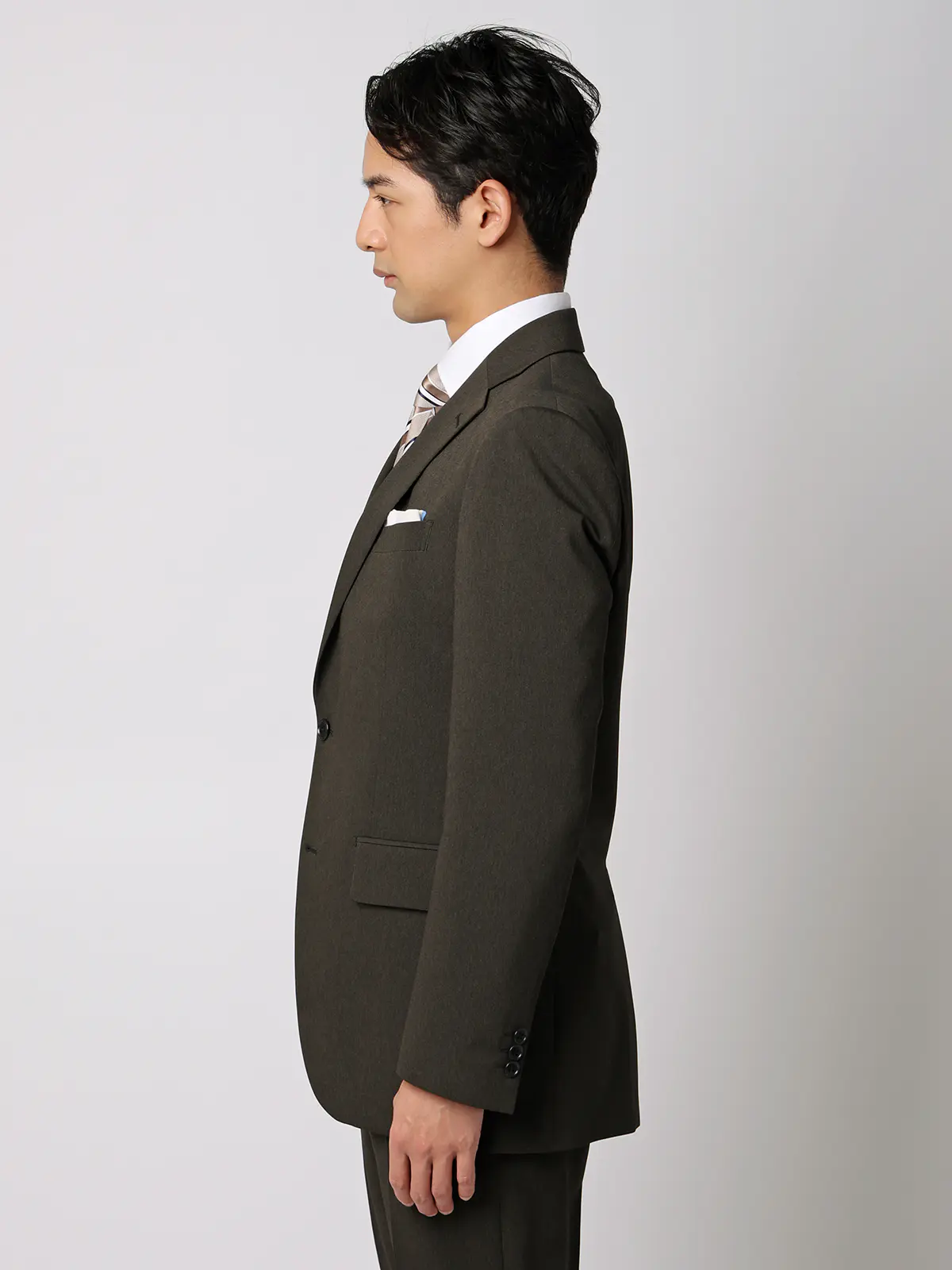 涼しい最高スーツ／ウォッシャブル／ストレッチ／接触冷感／2つボタン／無地／CH26 グリーン 体型（DROP):がっしり　2DROP(BE体),身長:165cm