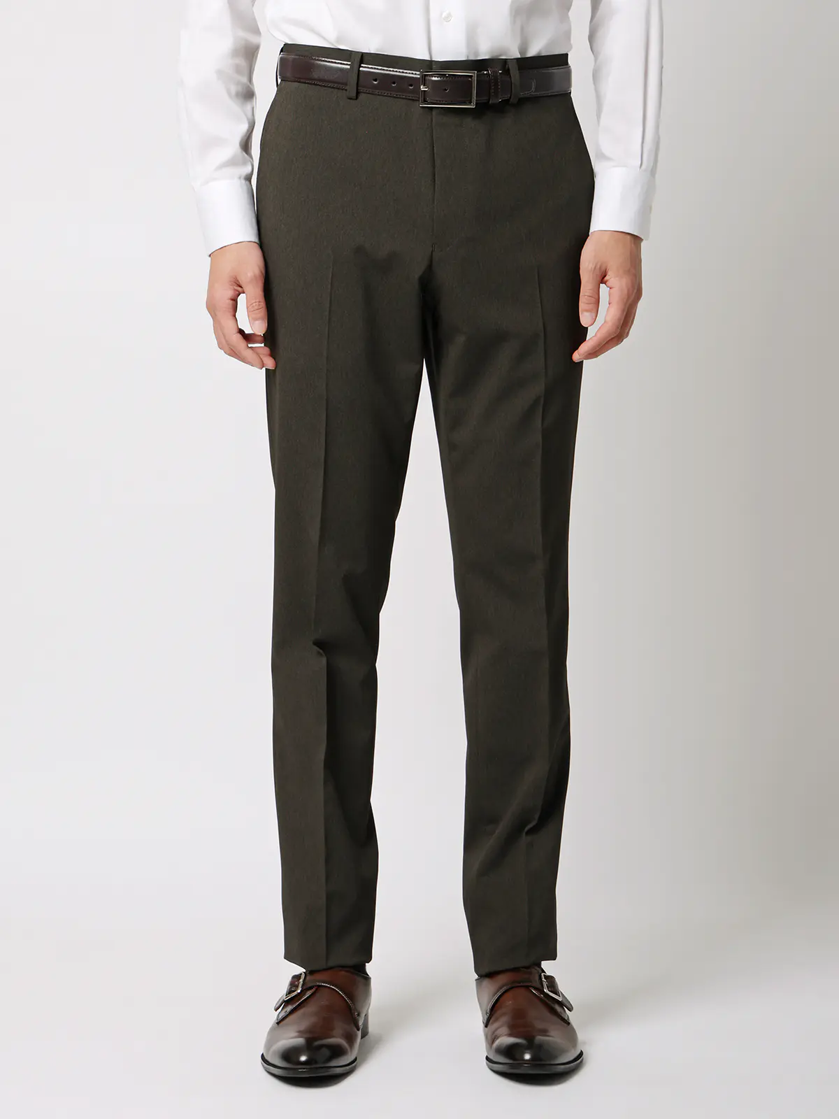 涼しい最高スーツ／ウォッシャブル／ストレッチ／接触冷感／2つボタン／無地／CH26 グリーン 体型（DROP):がっしり　2DROP(BE体),身長:165cm