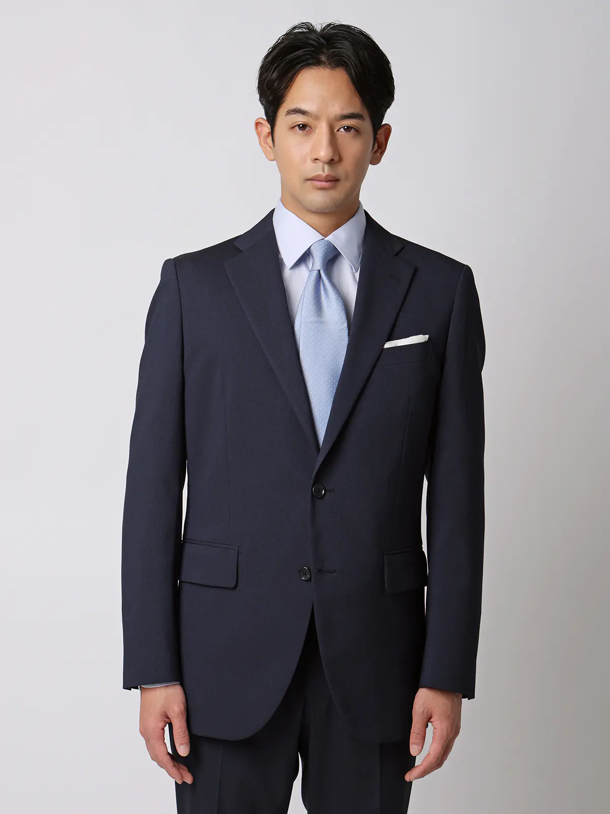 涼しい最高スーツ/ウォッシャブル/ストレッチ/接触冷感/2つボタン/無地/CH26 ネイビー 体型(DROP):ややがっしり 4DROP(AB体),身長:175cm