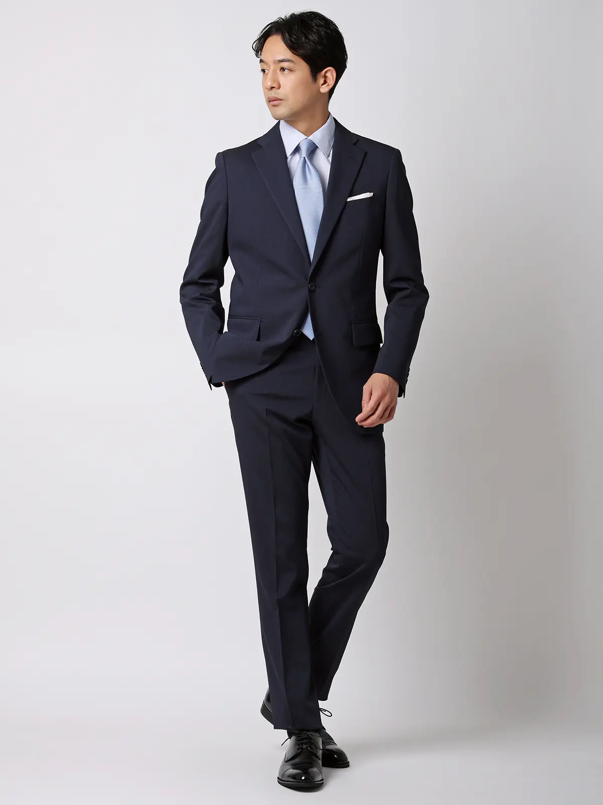 涼しい最高スーツ/ウォッシャブル/ストレッチ/接触冷感/2つボタン/無地/CH26 ネイビー 体型(DROP):ややがっしり 4DROP(AB体),身長:175cm