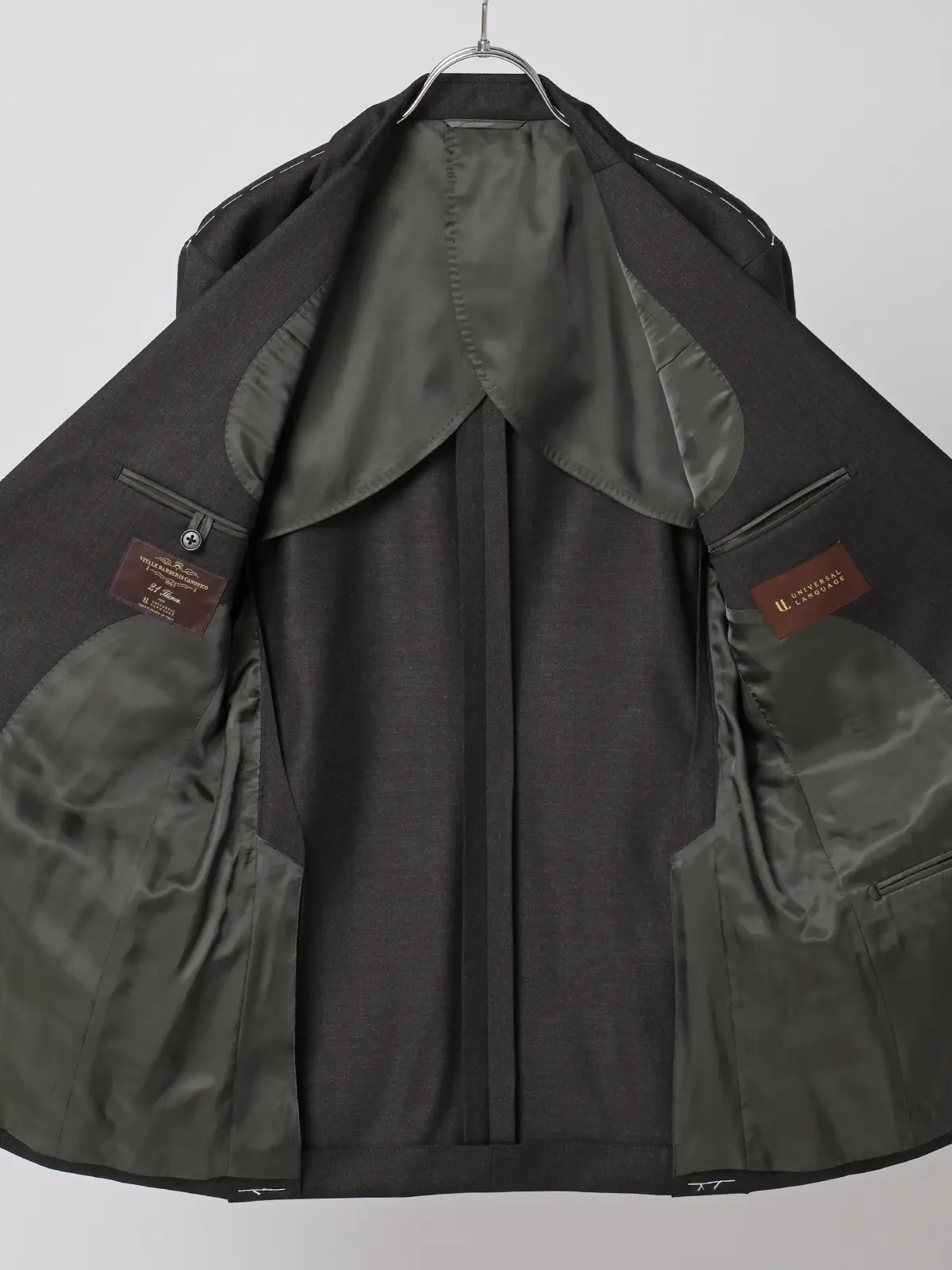 スーツ／2つボタン／CANONICO／21μPRUNELLE／無地／CH25 チャコール 体型（DROP):スリム　8DROP(YA体),身長:160cm