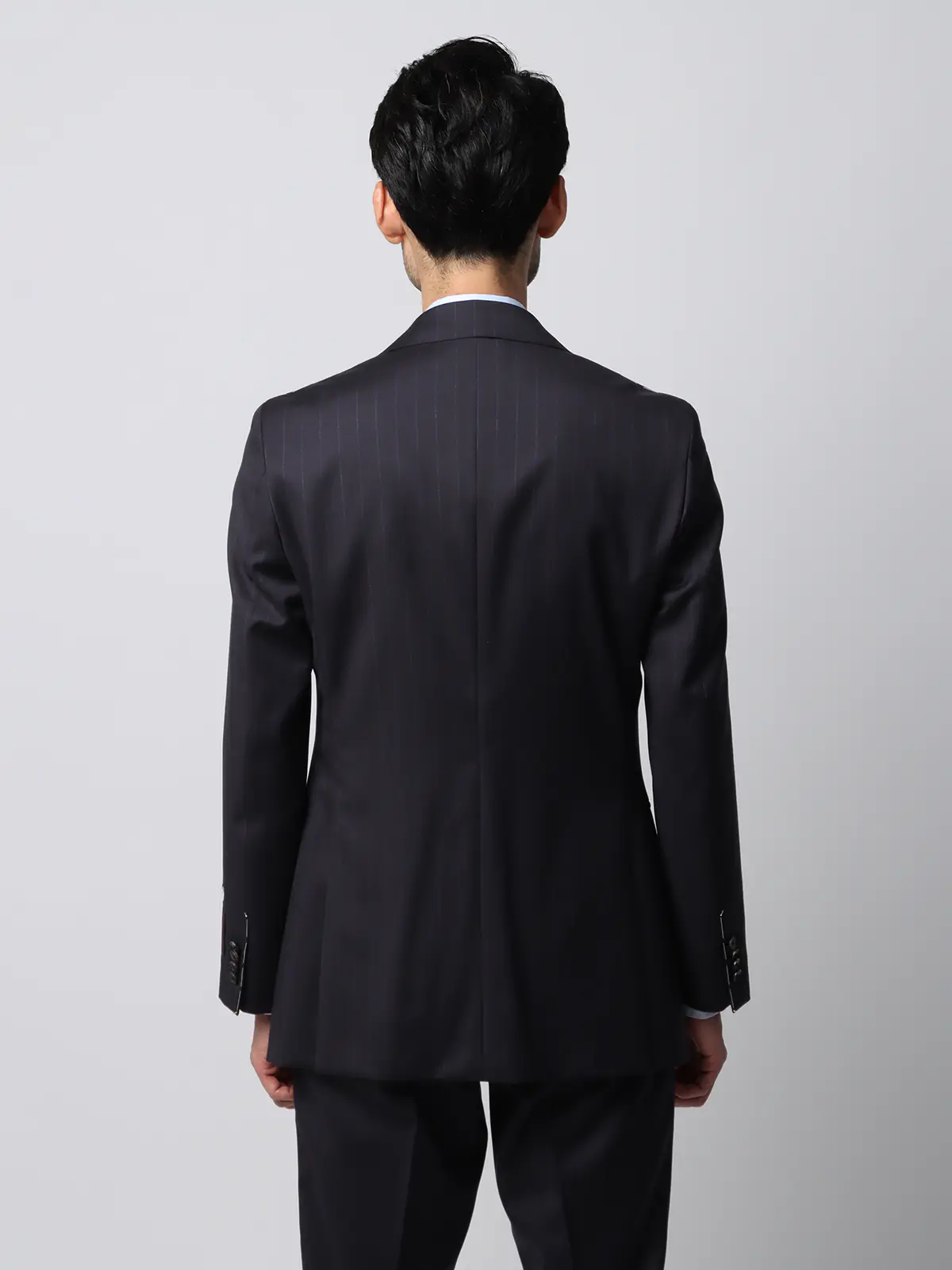 スーツ／2つボタン／CANONICO／21μ PRUNELLE／チョークストライプ／CH25 ネイビー 体型（DROP):スリム　8DROP(YA体),身長:160cm