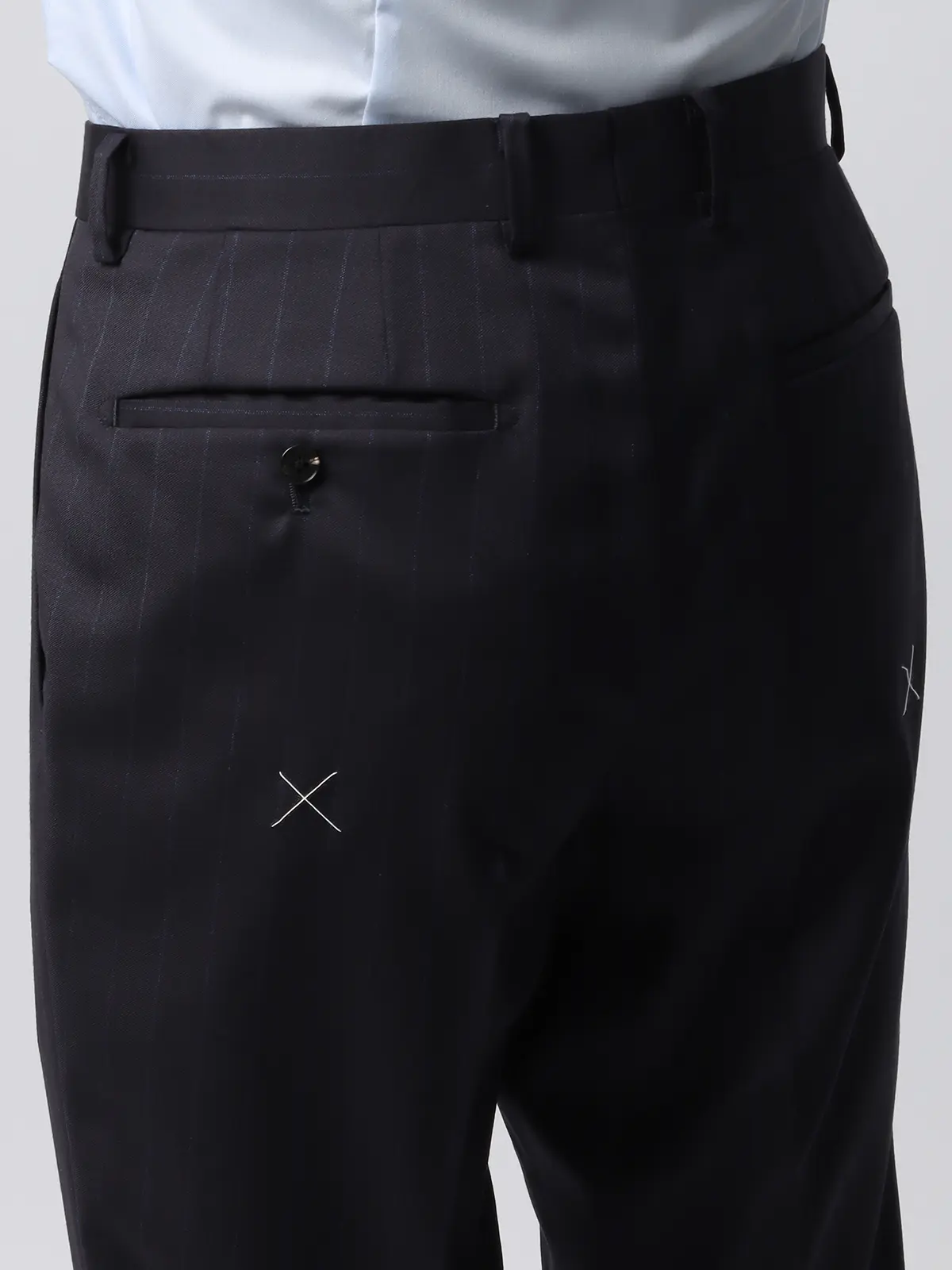 スーツ／2つボタン／CANONICO／21μ PRUNELLE／チョークストライプ／CH25 ネイビー 体型（DROP):スリム　8DROP(YA体),身長:160cm