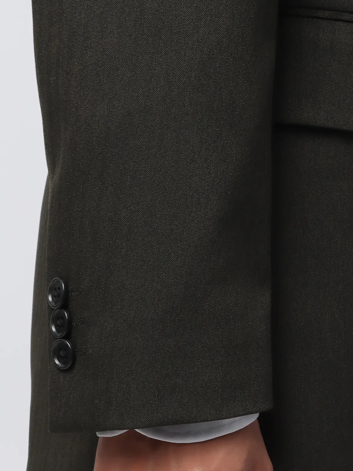 最高スーツ／ウォッシャブル／NON IRON／ストレッチ／2つボタン／ヘリンボーン／CH26 グリーン系 体型（DROP):スリム　8DROP(YA体),身長:160cm