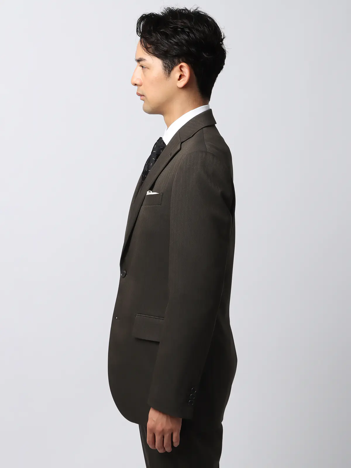 最高スーツ／ウォッシャブル／NON IRON／ストレッチ／2つボタン／ヘリンボーン／CH26 ブラウン系 体型（DROP):スリム　8DROP(YA体),身長:160cm