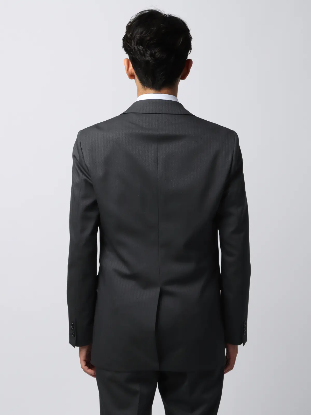 最高スーツ／ウォッシャブル／NON IRON／ストレッチ／2つボタン／ヘリンボーン／CH26 グレー系 体型（DROP):スリム　8DROP(YA体),身長:160cm