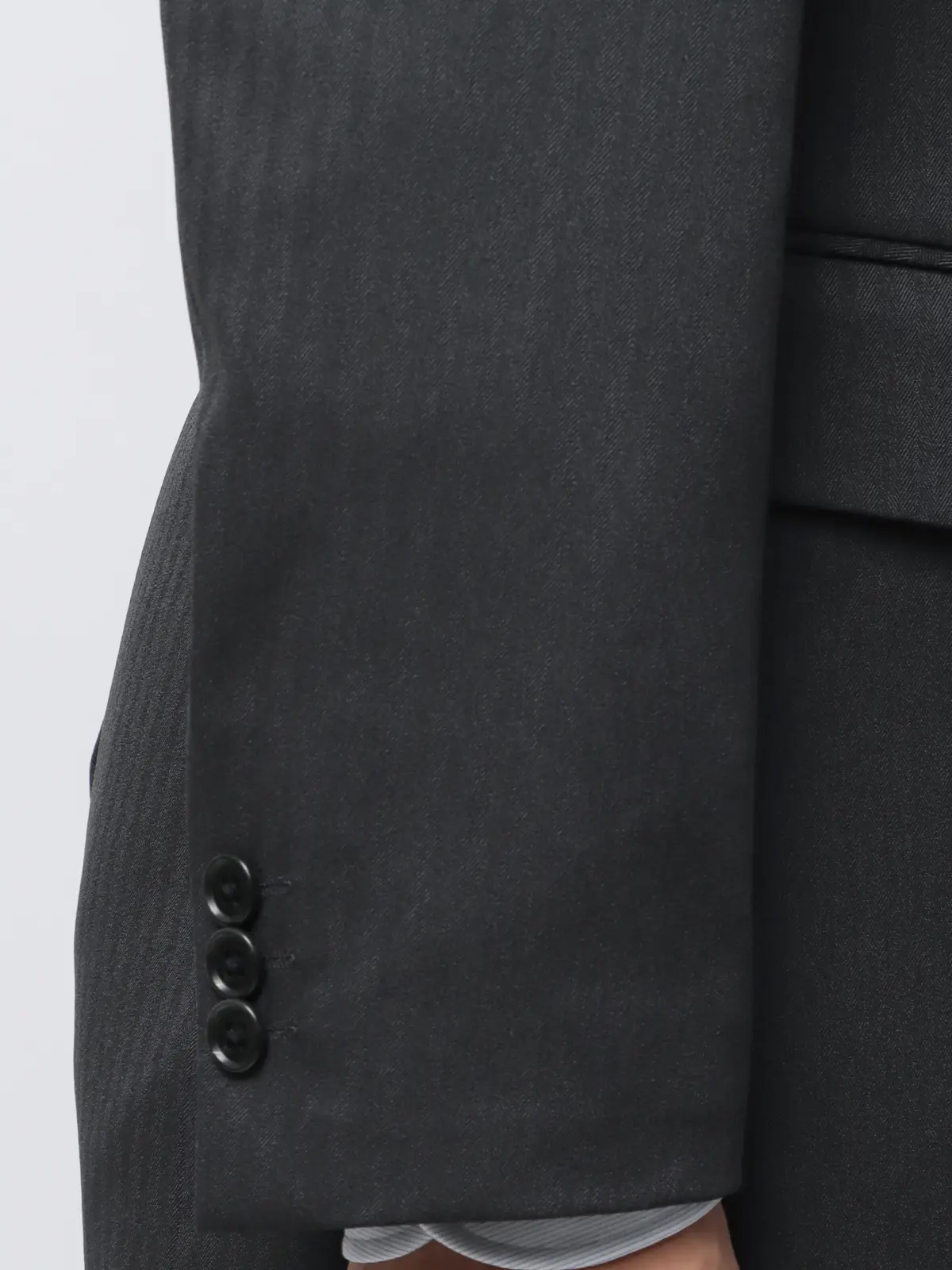最高スーツ／ウォッシャブル／NON IRON／ストレッチ／2つボタン／ヘリンボーン／CH26 グレー系 体型（DROP):スリム　8DROP(YA体),身長:160cm