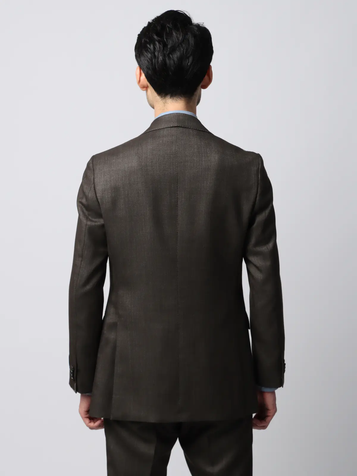 スーツ／2つボタン／尾州／HAND MADE／織柄／CH25 ブラウン系 体型（DROP):ややがっしり　4DROP(AB体),身長:180cm