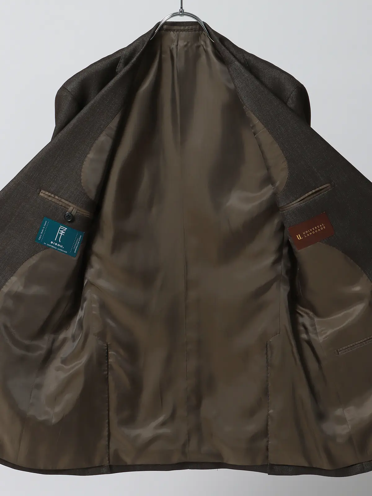 スーツ／2つボタン／尾州／HAND MADE／織柄／CH25 ブラウン系 体型（DROP):ややがっしり　4DROP(AB体),身長:180cm