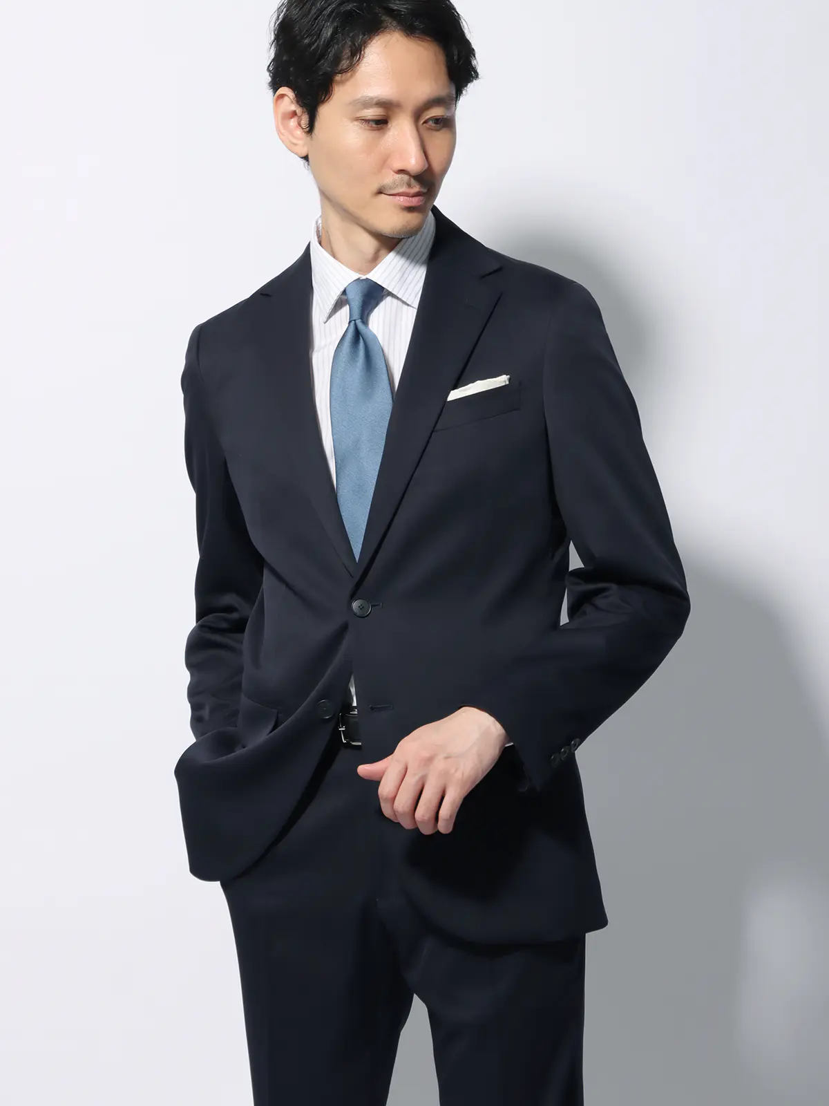 WEB限定/スーツ/ウォッシャブル/ストレッチ/2つボタン/無地/裾上げ済み ネイビー 体型(DROP):スリム 8DROP(YA体),身長:165cm