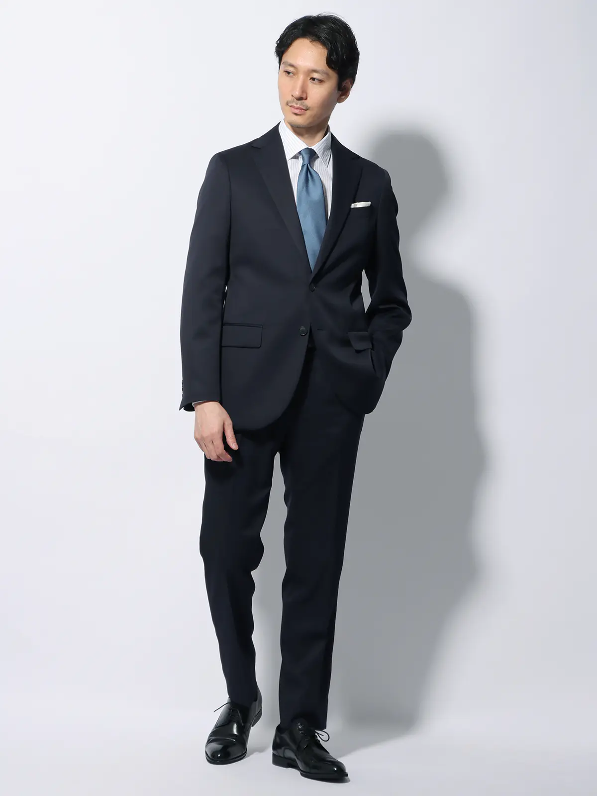 WEB限定/スーツ/ウォッシャブル/ストレッチ/2つボタン/無地/裾上げ済み ネイビー 体型(DROP):スリム 8DROP(YA体),身長:165cm