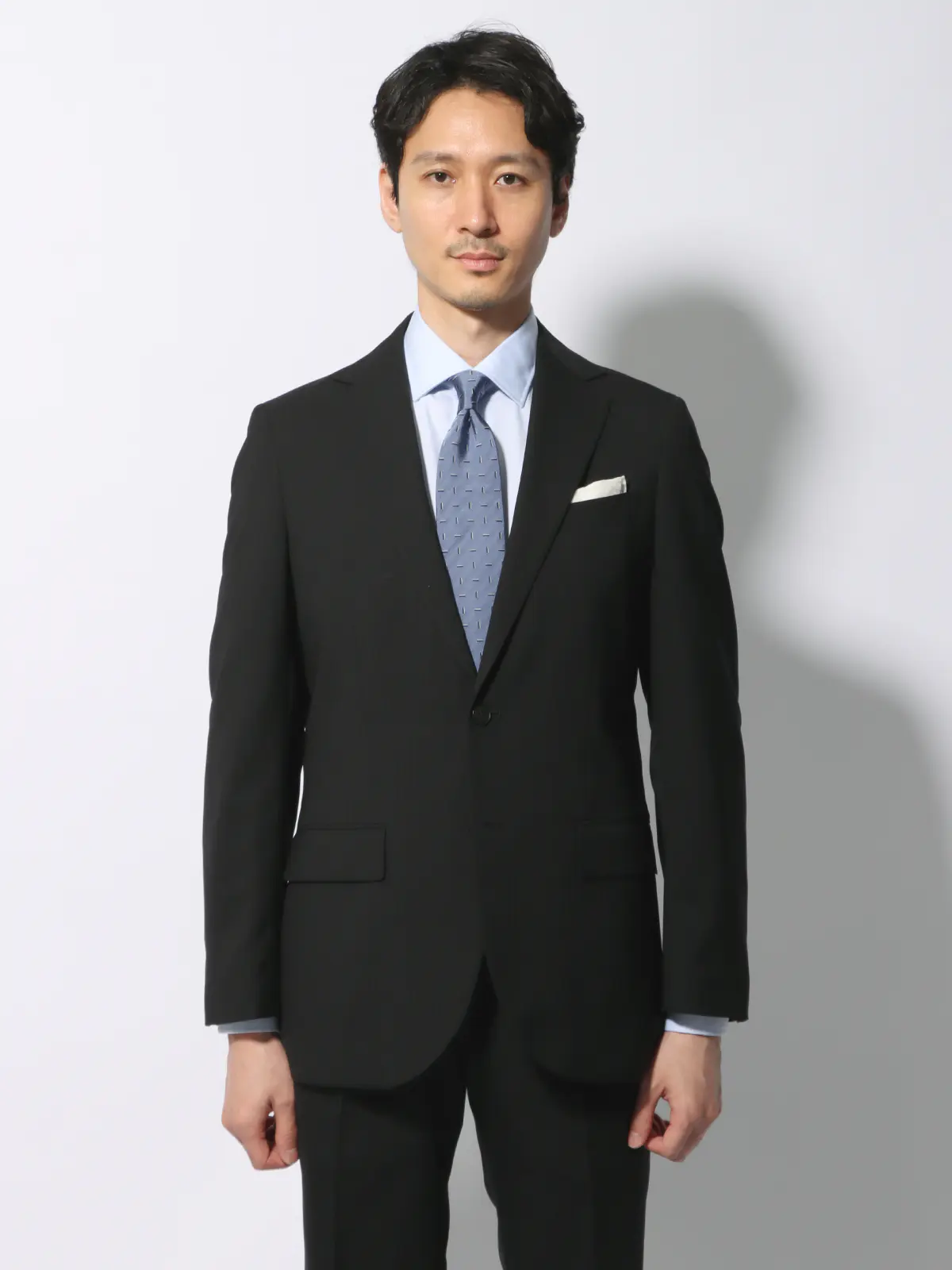 WEB限定/スーツ/ウォッシャブル/ストレッチ/2つボタン/ヘリンボーン/裾上げ済み ブラック 体型(DROP):普通 6DROP(A体),身長:165cm