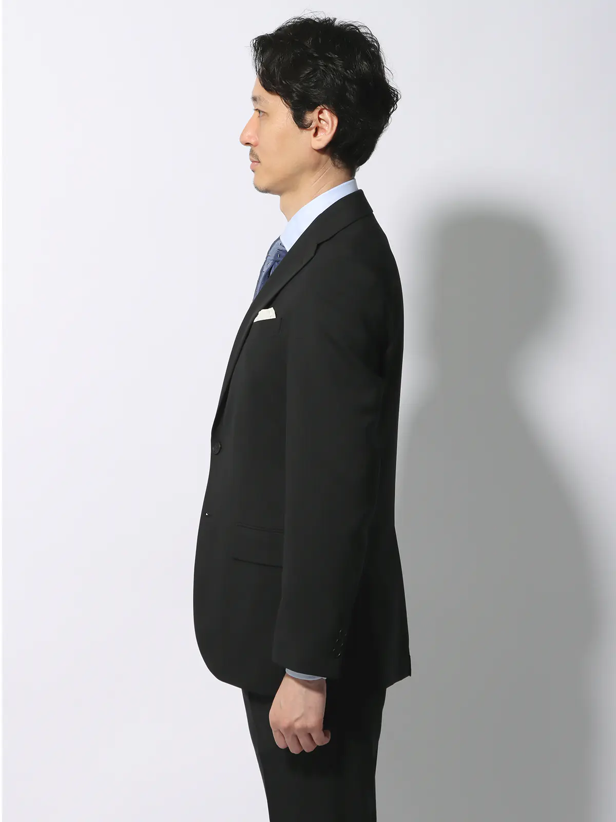 WEB限定/スーツ/ウォッシャブル/ストレッチ/2つボタン/ヘリンボーン/裾上げ済み ブラック 体型(DROP):普通 6DROP(A体),身長:165cm