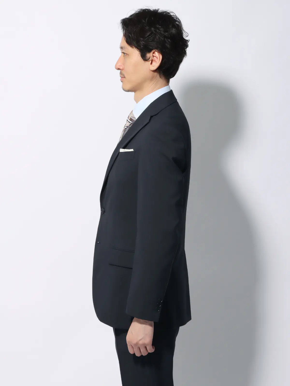 WEB限定/スーツ/ウォッシャブル/ストレッチ/2つボタン/ヘリンボーン/裾上げ済み ネイビー 体型(DROP):スリム 8DROP(YA体),身長:165cm