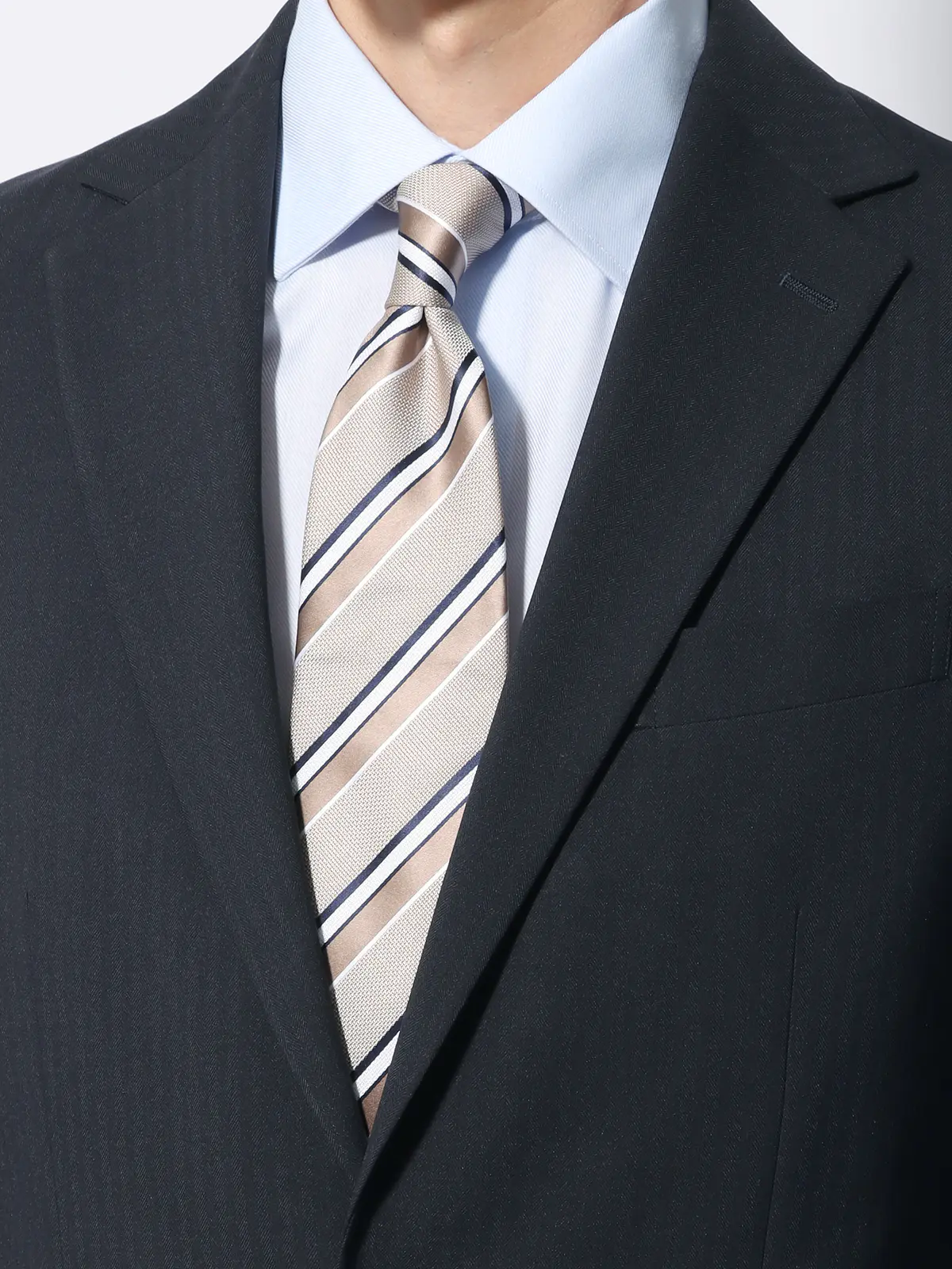 WEB限定/スーツ/ウォッシャブル/ストレッチ/2つボタン/ヘリンボーン/裾上げ済み ネイビー 体型(DROP):スリム 8DROP(YA体),身長:165cm