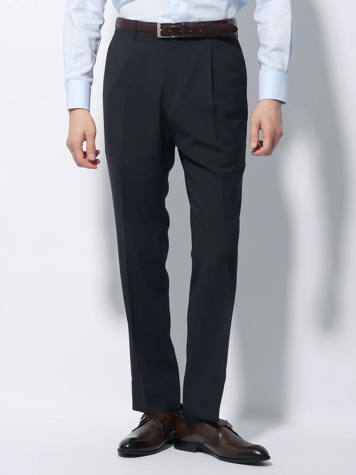 WEB限定/スーツ/ウォッシャブル/ストレッチ/2つボタン/ヘリンボーン/裾上げ済み ネイビー 体型(DROP):スリム 8DROP(YA体),身長:165cm